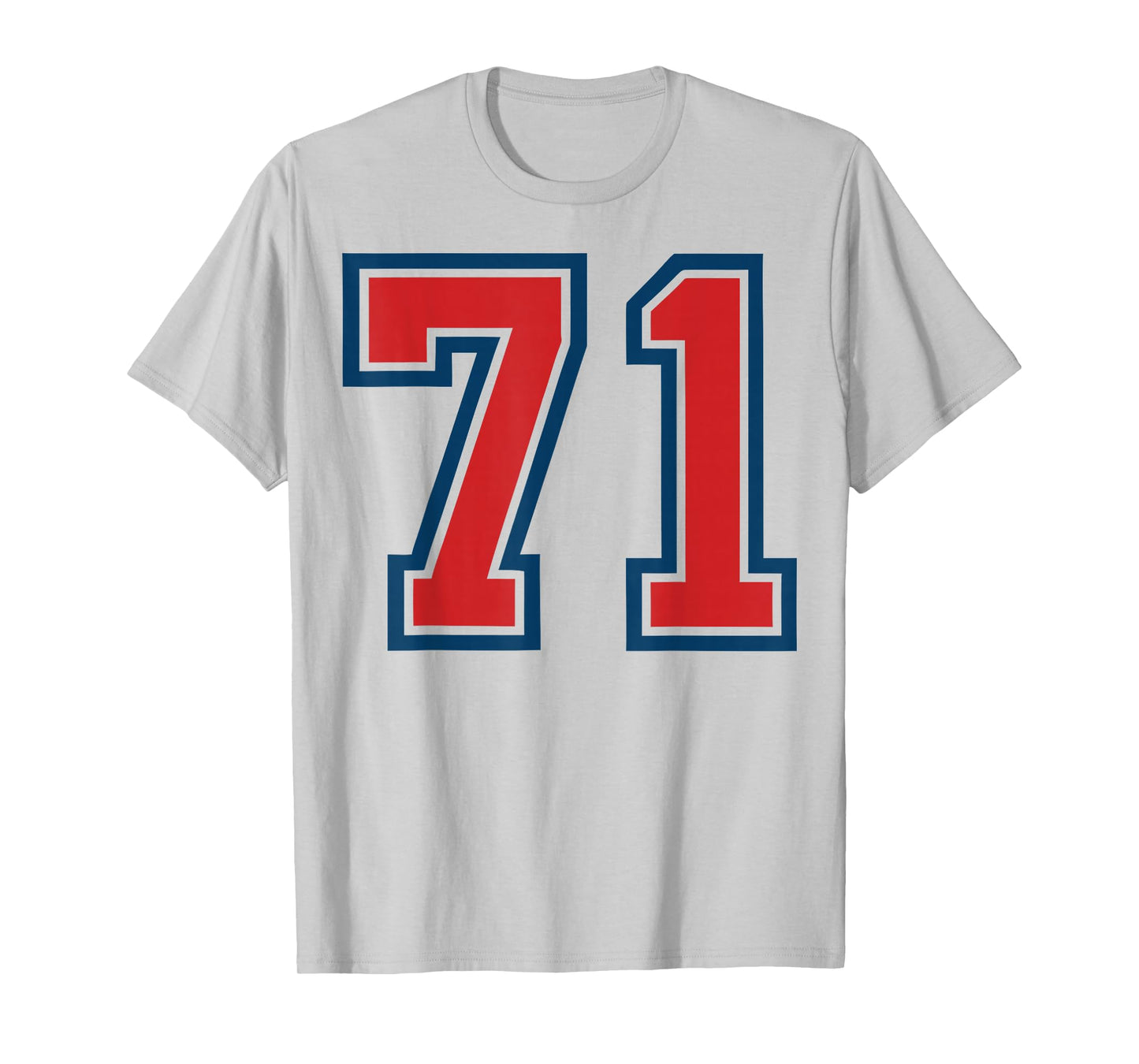 Red and Blue Sports Number 71 Jersey Uniform Player Fan T-Shirt
