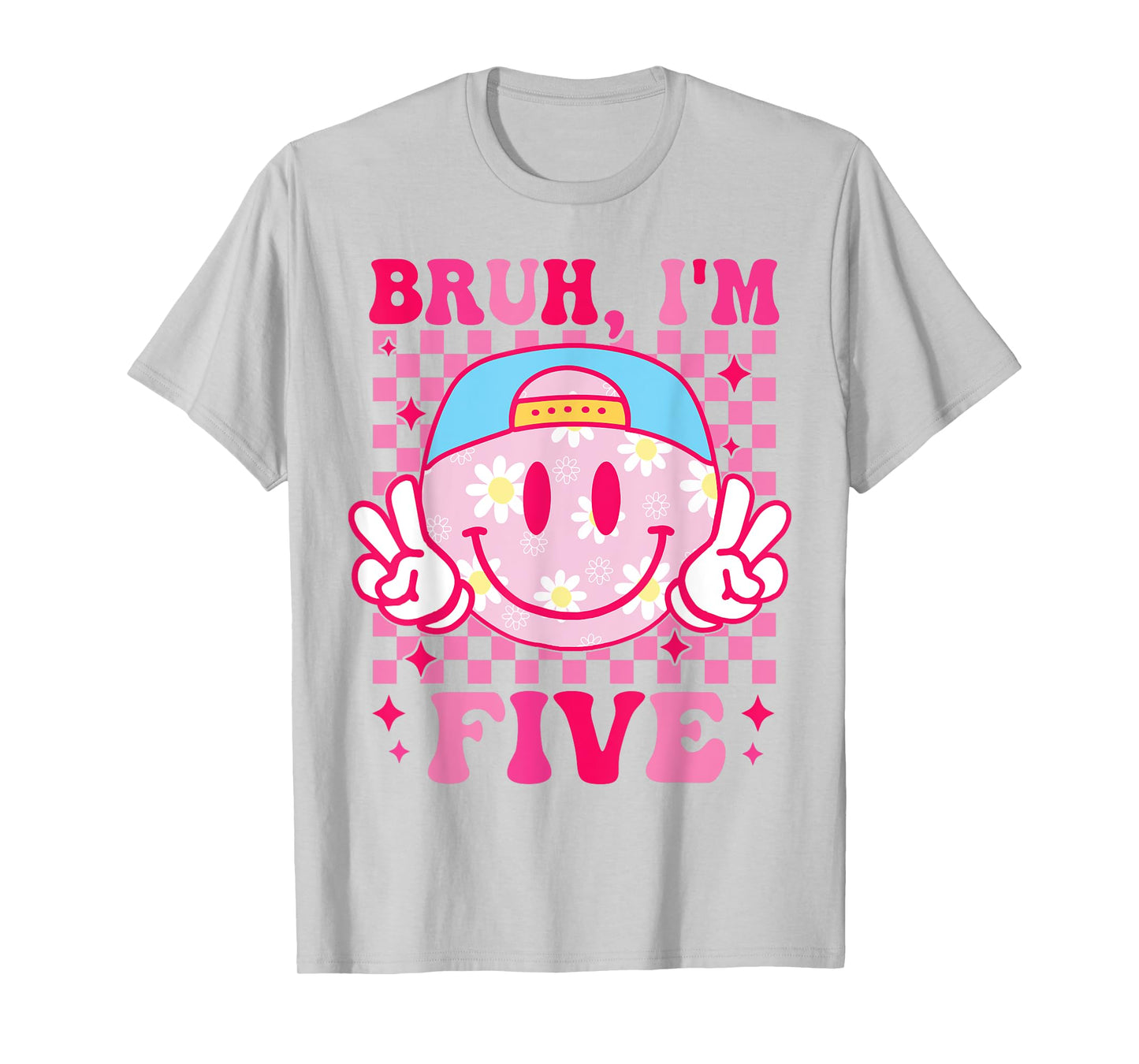 Bruh I'm Five 5 5th Birthday Groovy Girls 5 Years Old T-Shirt