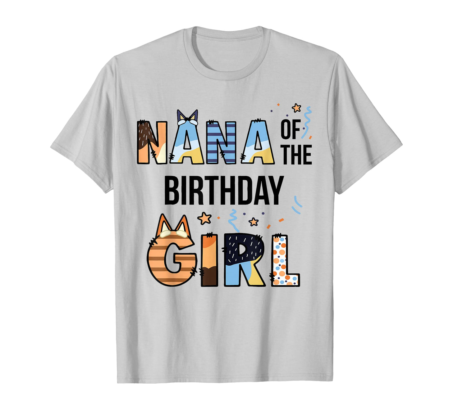 Nana Of The Birthday Girl Party Blue Dog Lover Matching T-Shirt