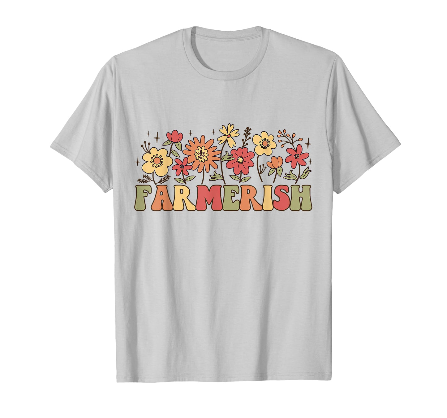 Farmerish Groovy Retro Floral Farmer Wife Daughter T-Shirt