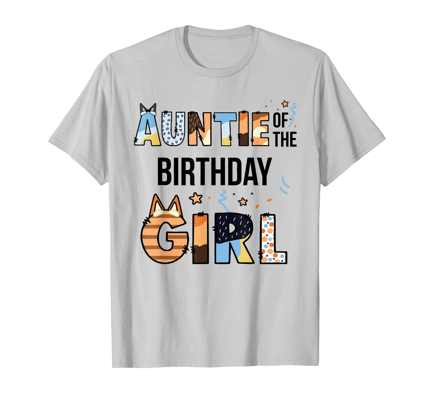 Auntie Of The Birthday Girl Party Blue Dog Lover Matching T-Shirt