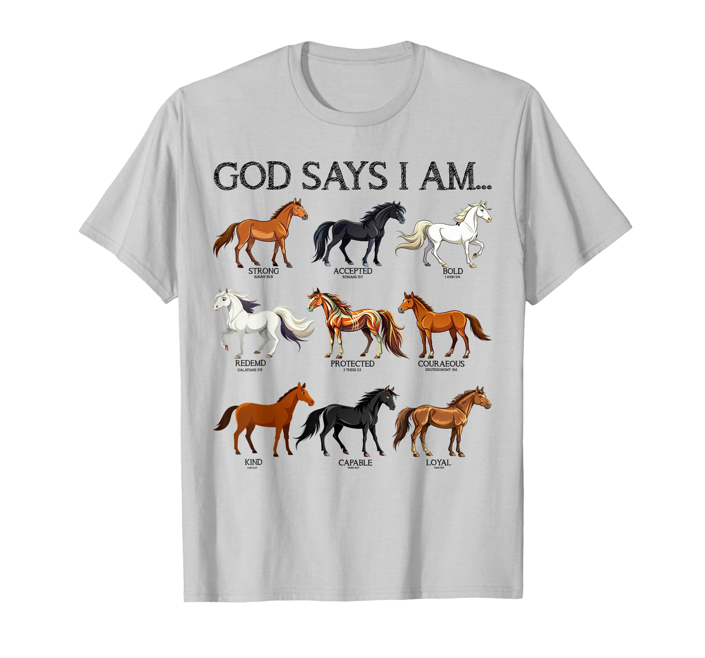 Horses God Says I Am Christian Girl Teen Bible Verse Jesus T-Shirt