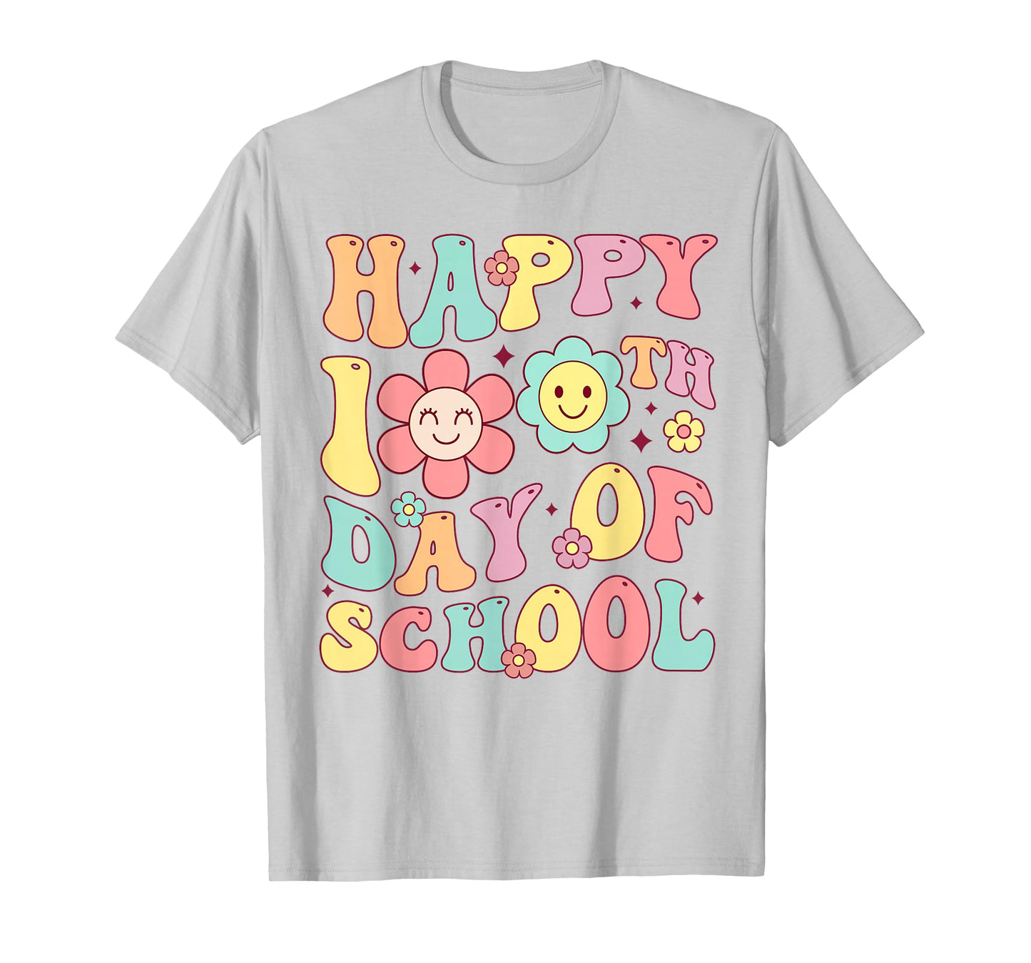 Groovy Happy 100th Day of Shool 100 Days Teachers Girls Kids T-Shirt