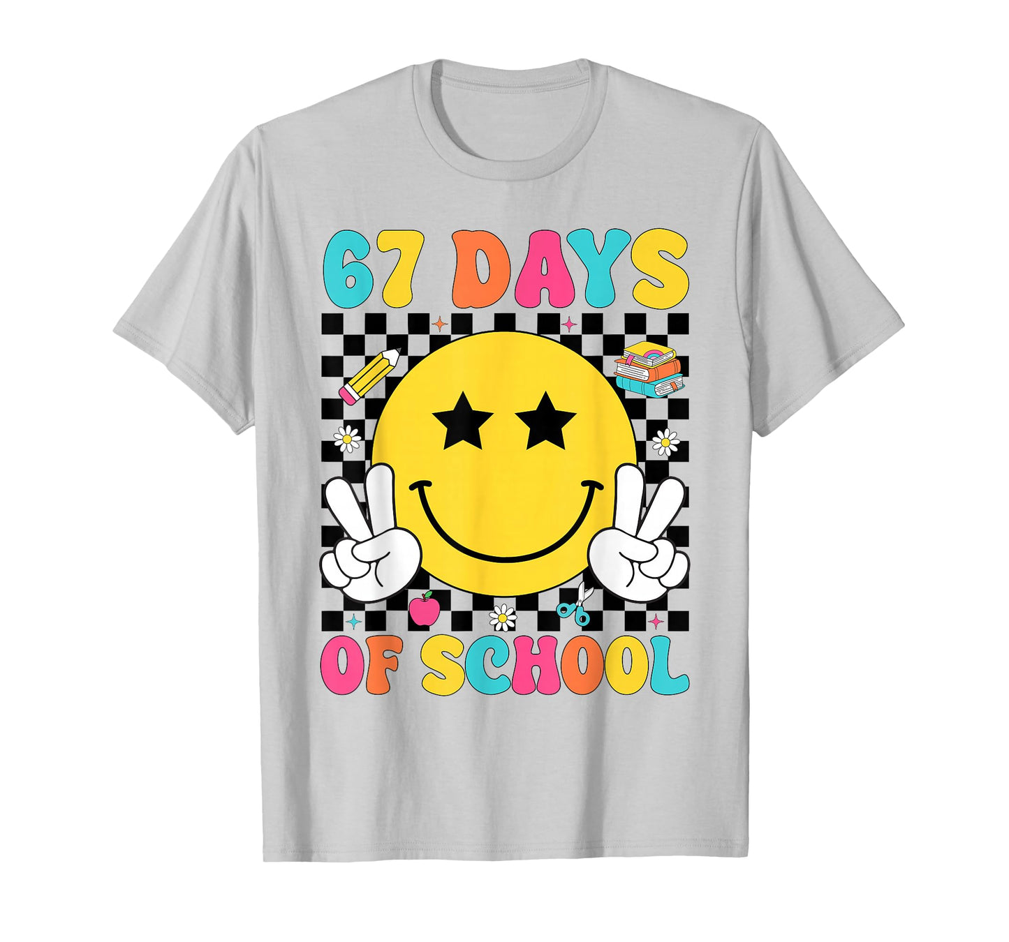67 Days of School Retro Smile Teacher Kids Six Seven 67 Meme T-Shirt
