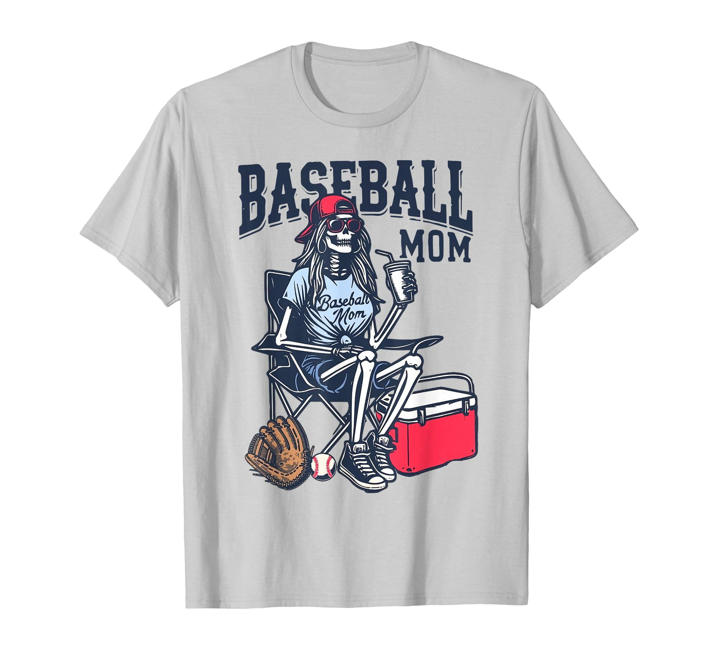 Baseball Mom Skeleton Halloween Baseball Game Day Mother Day T-Shirt
