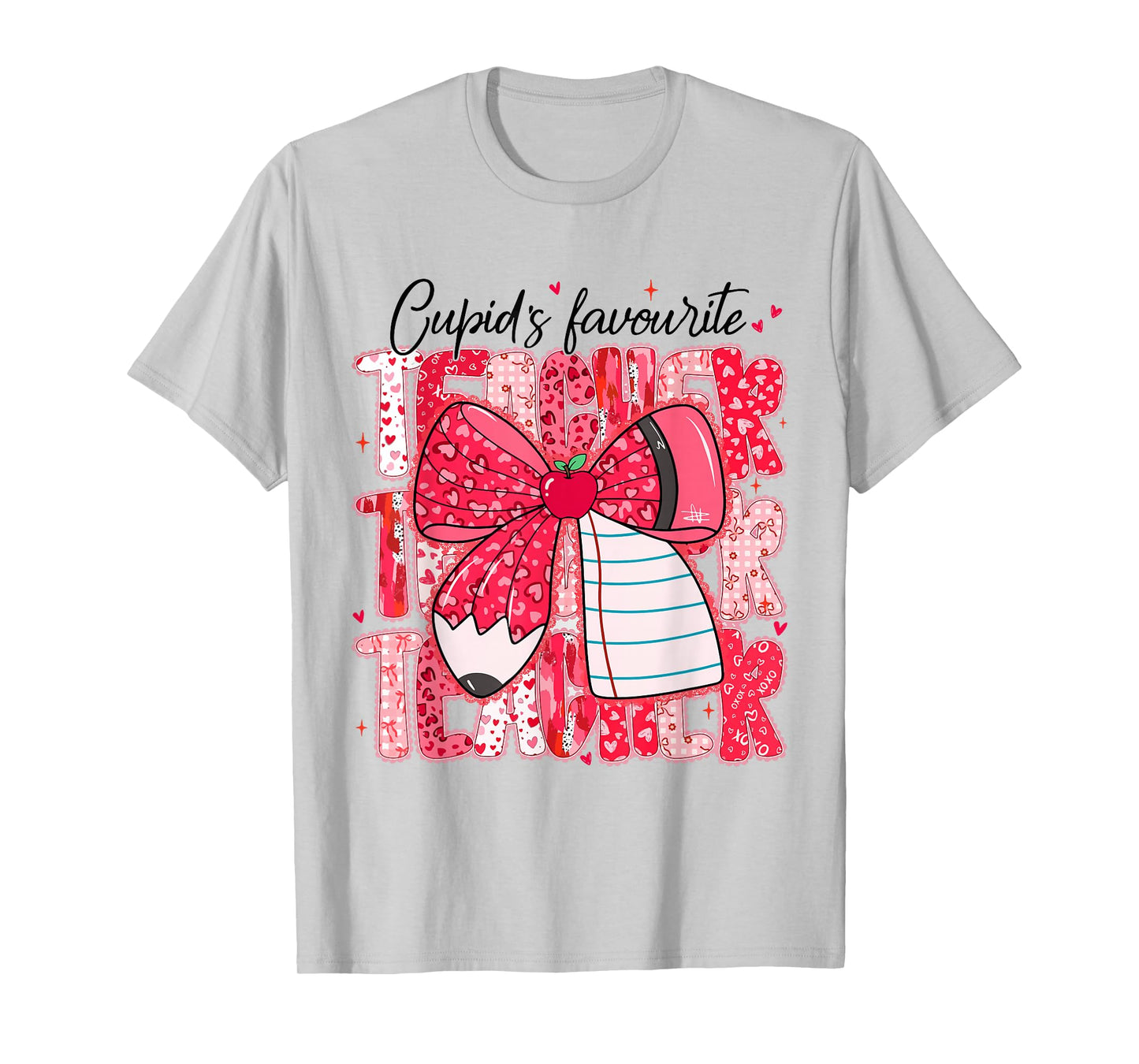 Coquette Bow Pencil Cupid's Favorite Teacher Valentines Cute T-Shirt