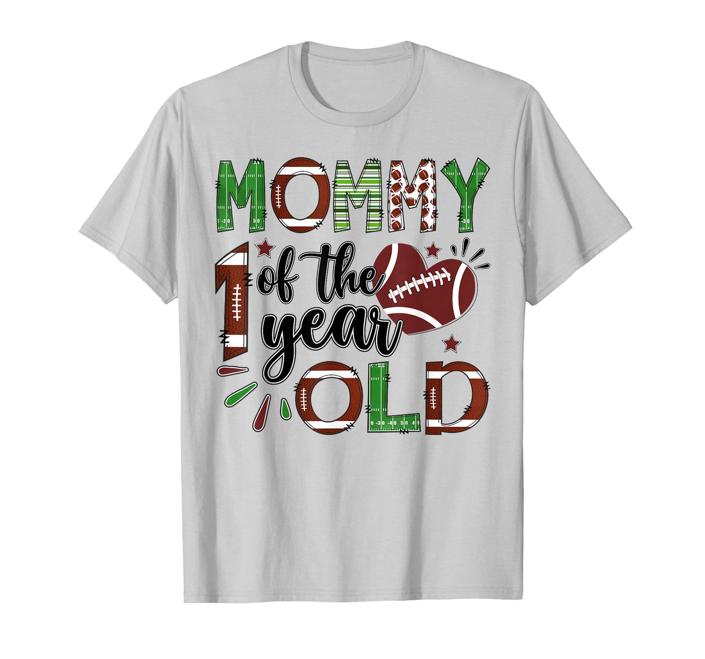 Mommy of The 1 Year Old Football 1st Birthday Boy Matching T-Shirt