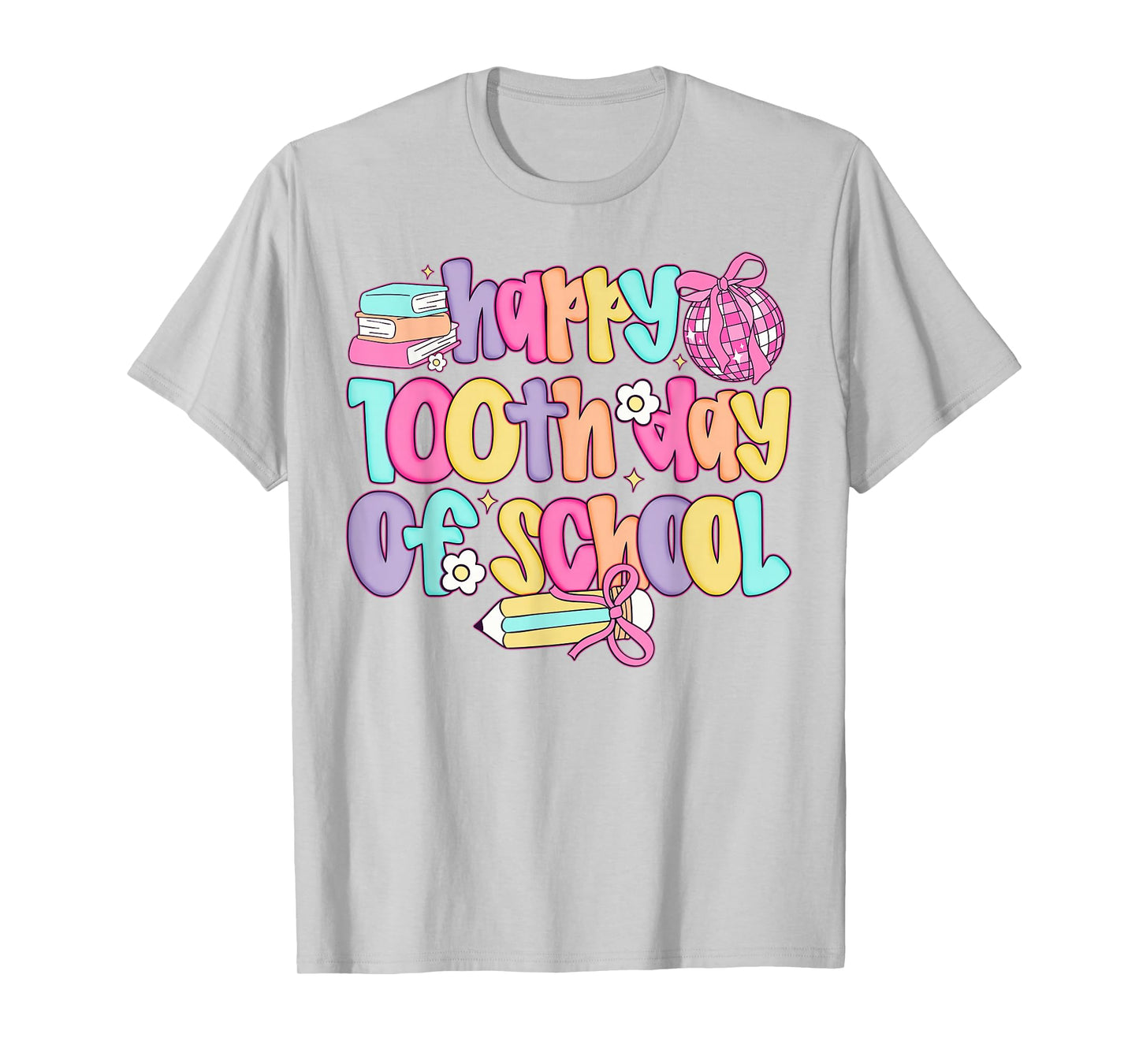 Happy 100th Day of School Teacher Student Pink Coquette Girl T-Shirt