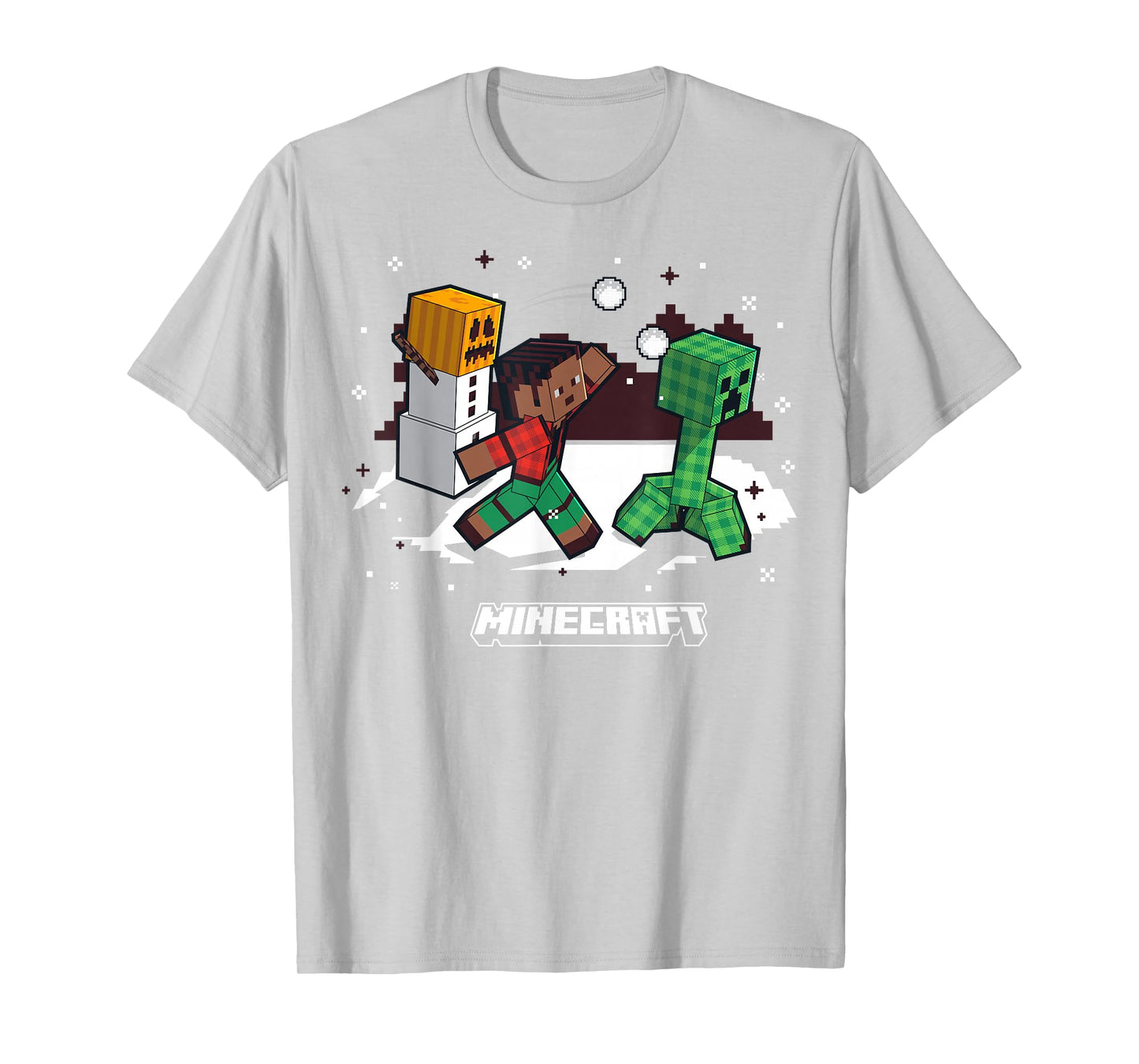 Minecraft Snowball Fight Creeper Holiday Fun T-Shirt