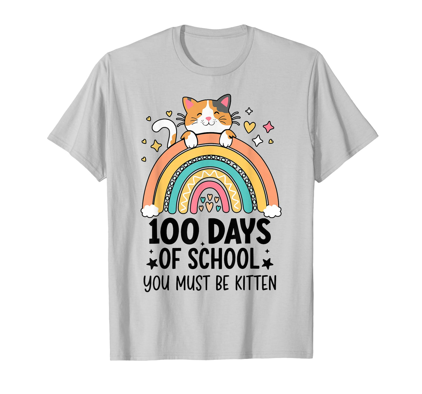 100 Day of School cat for Girls Kids Cat 100th Day of School T-Shirt