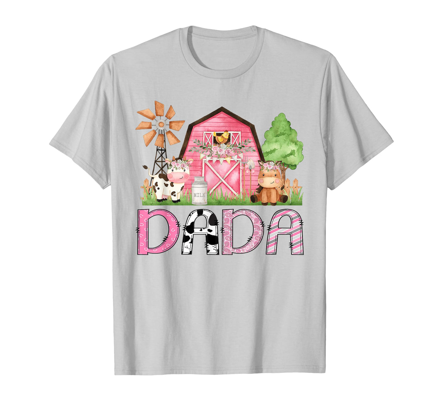Dada Pink Farm Animal Birthday Kids Matching Family T-Shirt