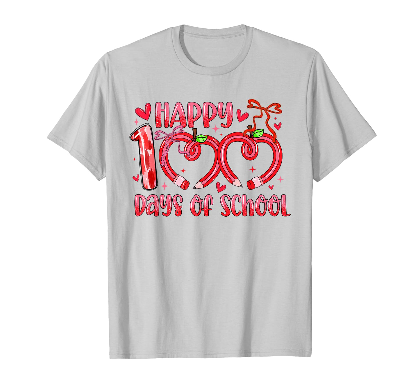 Happy 100 Days of School Bow 100th Day of School Coquette T-Shirt