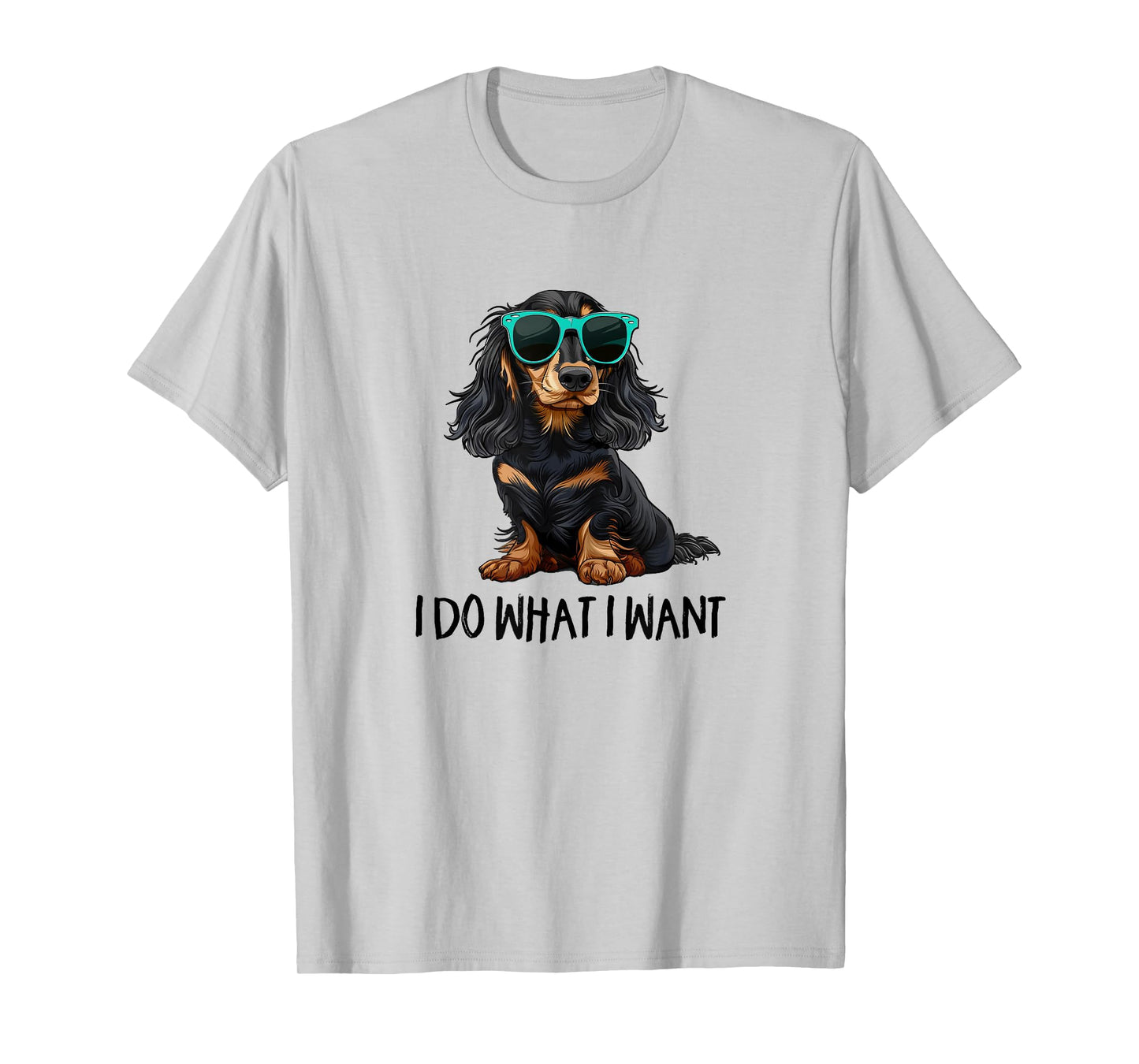 Funny Do What I Want Black Long Haired Dachshund Lover T-Shirt