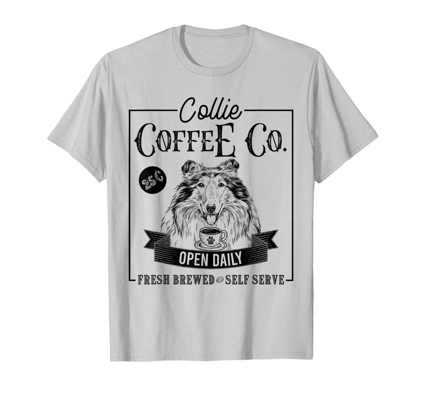 Retro Rough Collie Coffee Funny Dog Mom Coffee Lover T-Shirt for Men Women Girls Kids