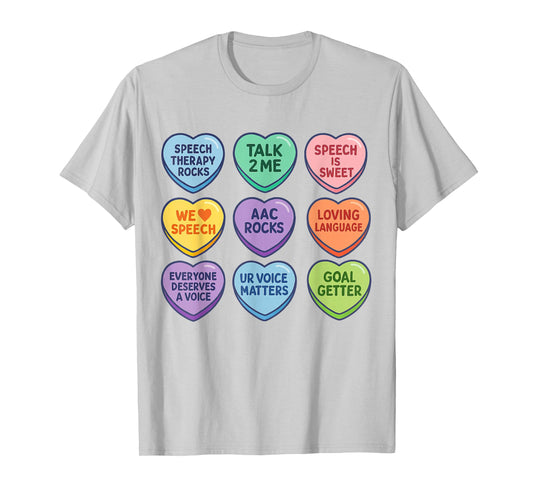 Speech Therapy Language Pathologist Autism Hearts Valentines T-Shirt