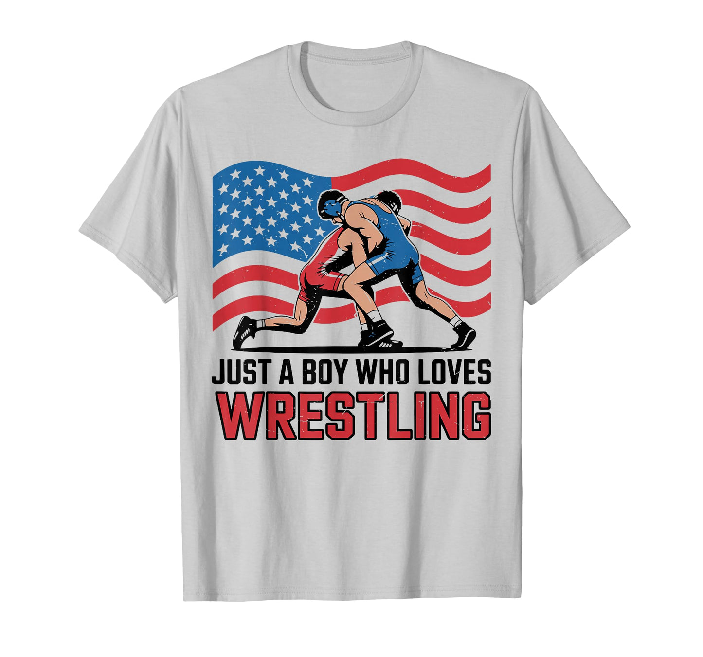 Toddler Boy Who Loves Wrestling American Flag US Wrestler T-Shirt