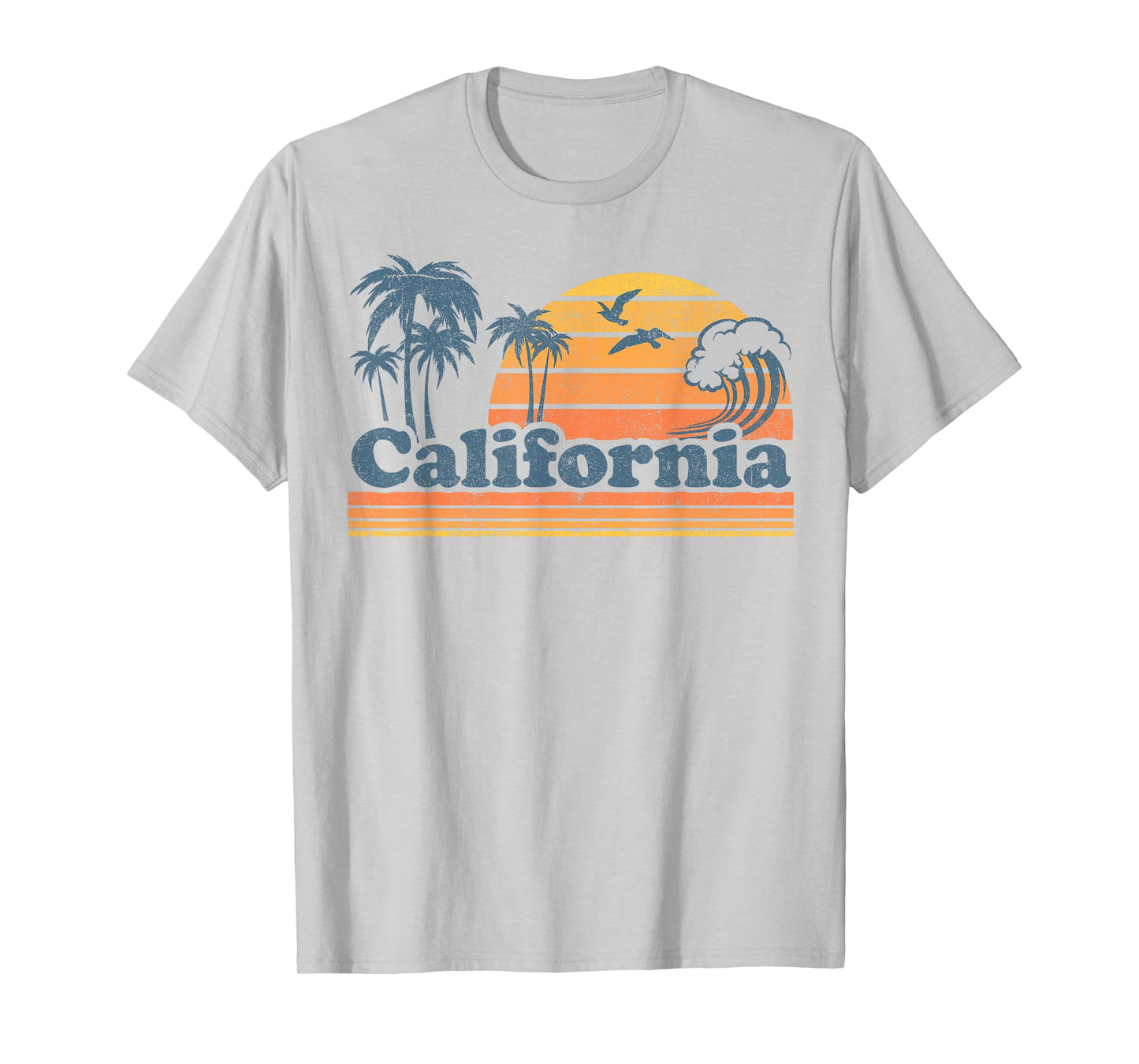 California Vacation Sunset Cute Cali 70s Vintage Retro Beach T-Shirt