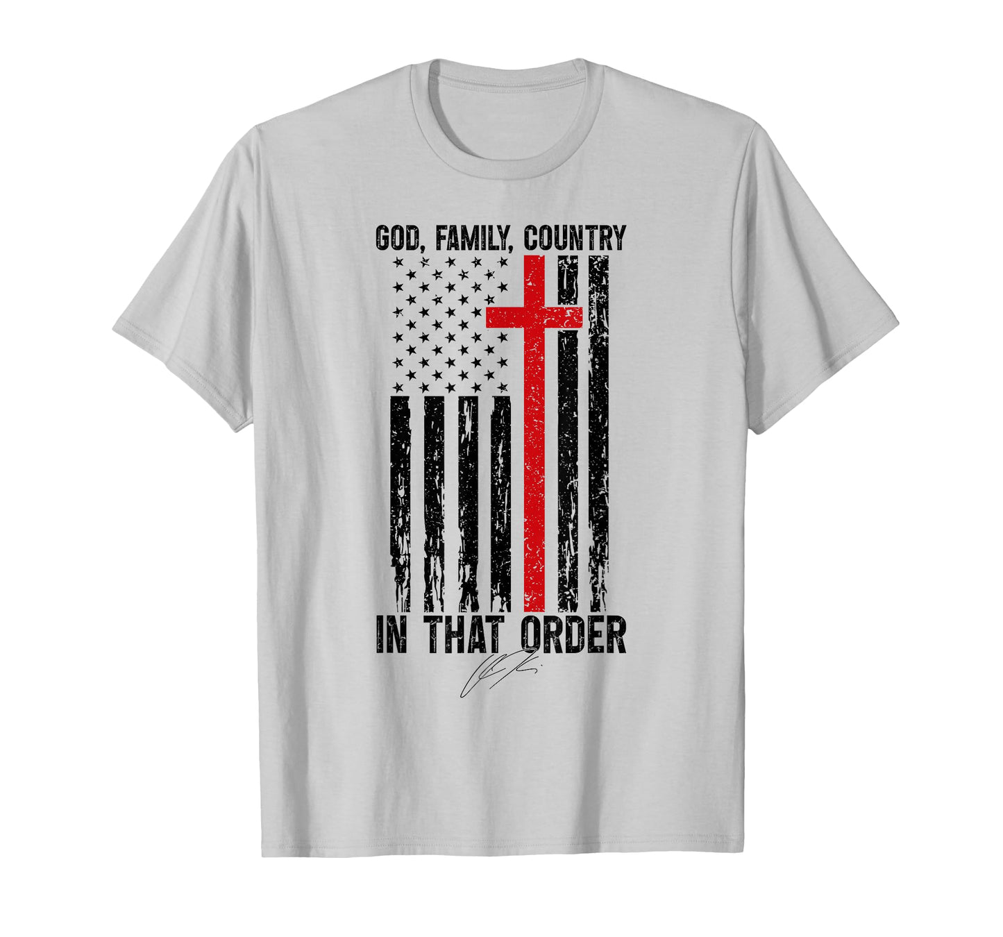 God Family Country - in That Order Vintage US Flag Supporter T-Shirt