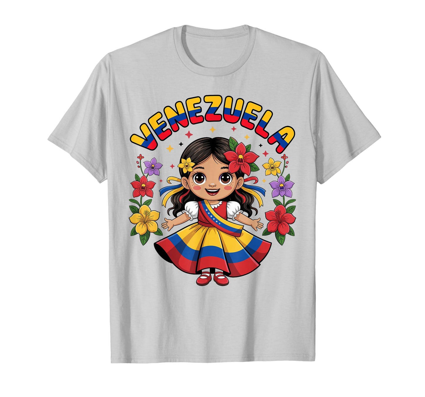 Cute Venezuela Girl Traditional Dress Colorful Art Kids T-Shirt