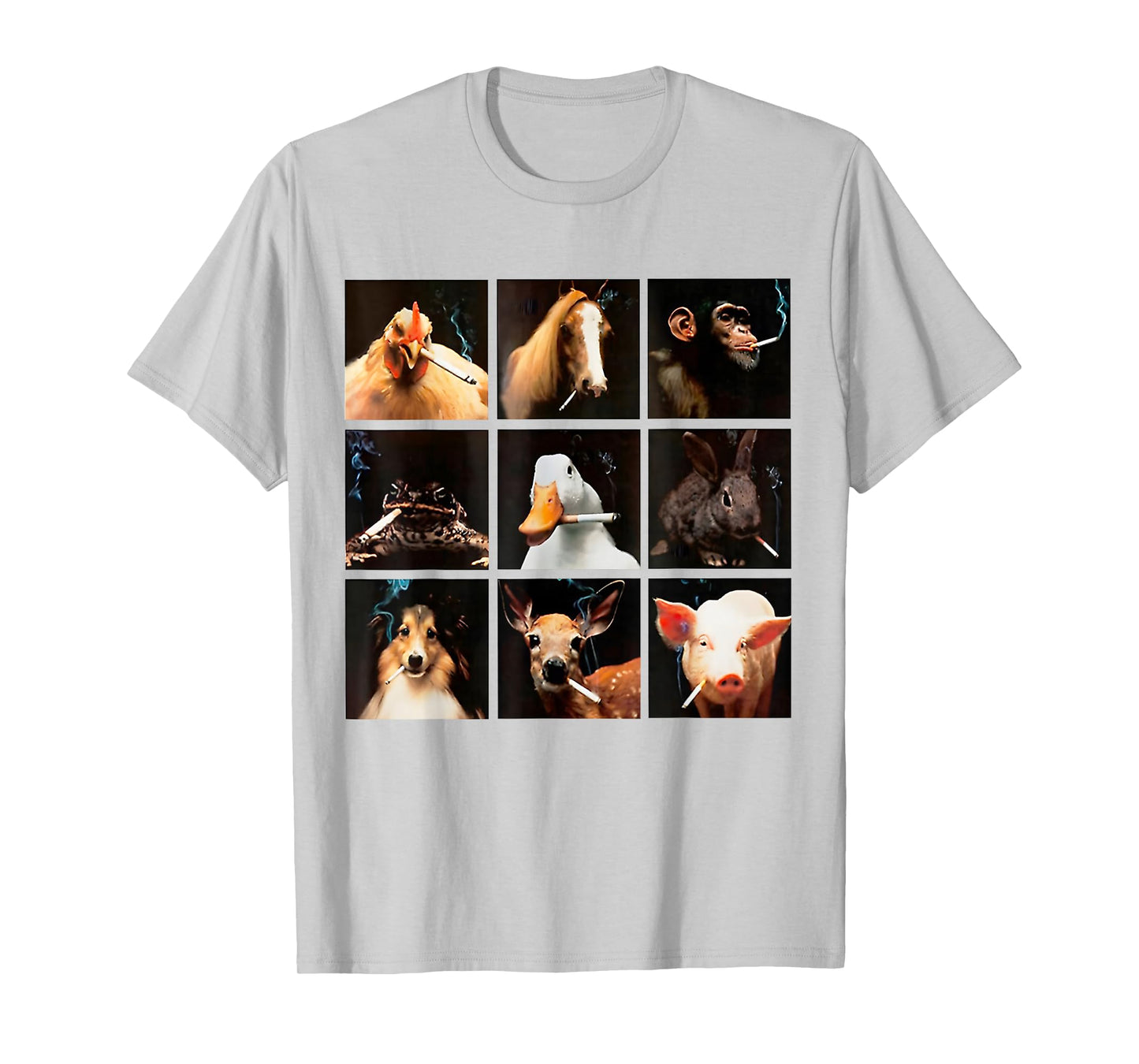 Funny Animals Smoking Mens Women Cute Cat Dog Duck Meme T-Shirt