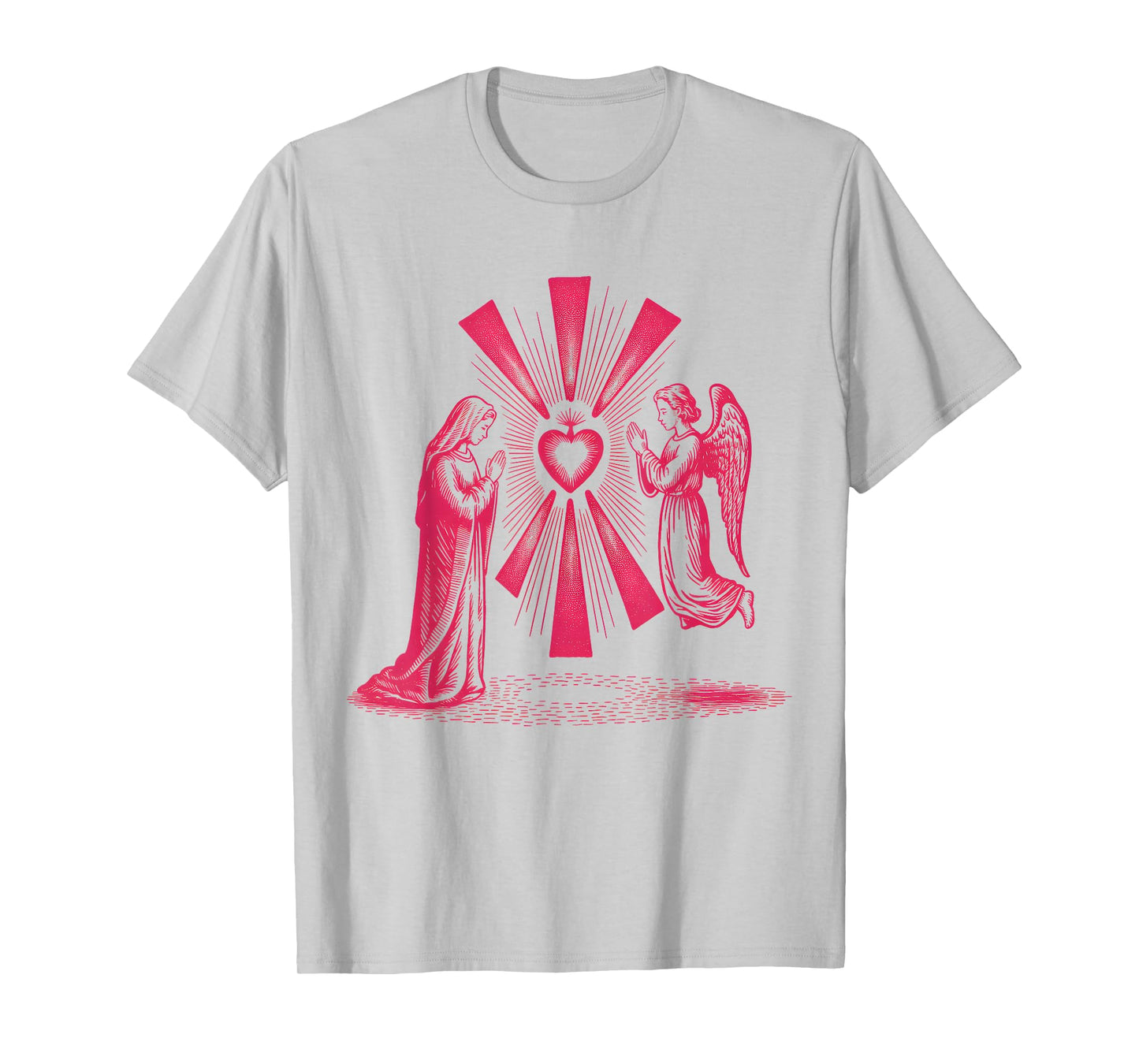 Mary and Angel in Prayer with Radiant Holy Light Artwork T-Shirt