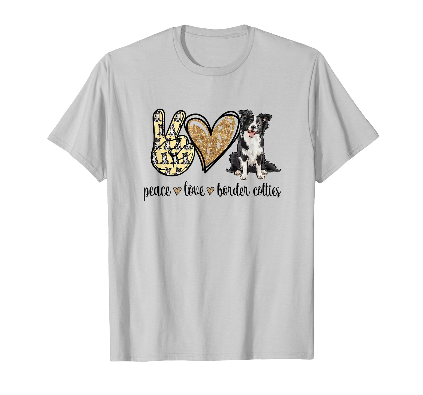 Womens Girls Kids Dog Mom Peace Love Border Collie Lover T-Shirt