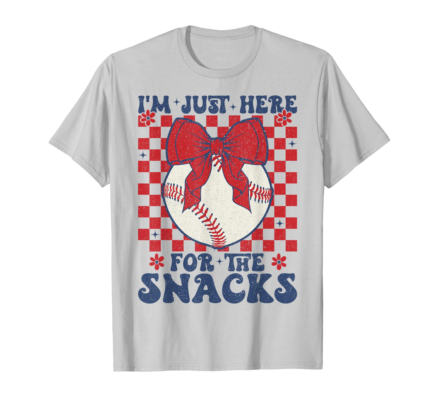 Retro Baseball Sister I'm Just Here for the Snacks Girls Mom T-Shirt