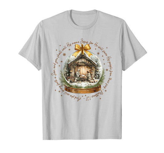 Christmas Nativity Scene Baby Jesus Christian Scripture Xmas T-Shirt