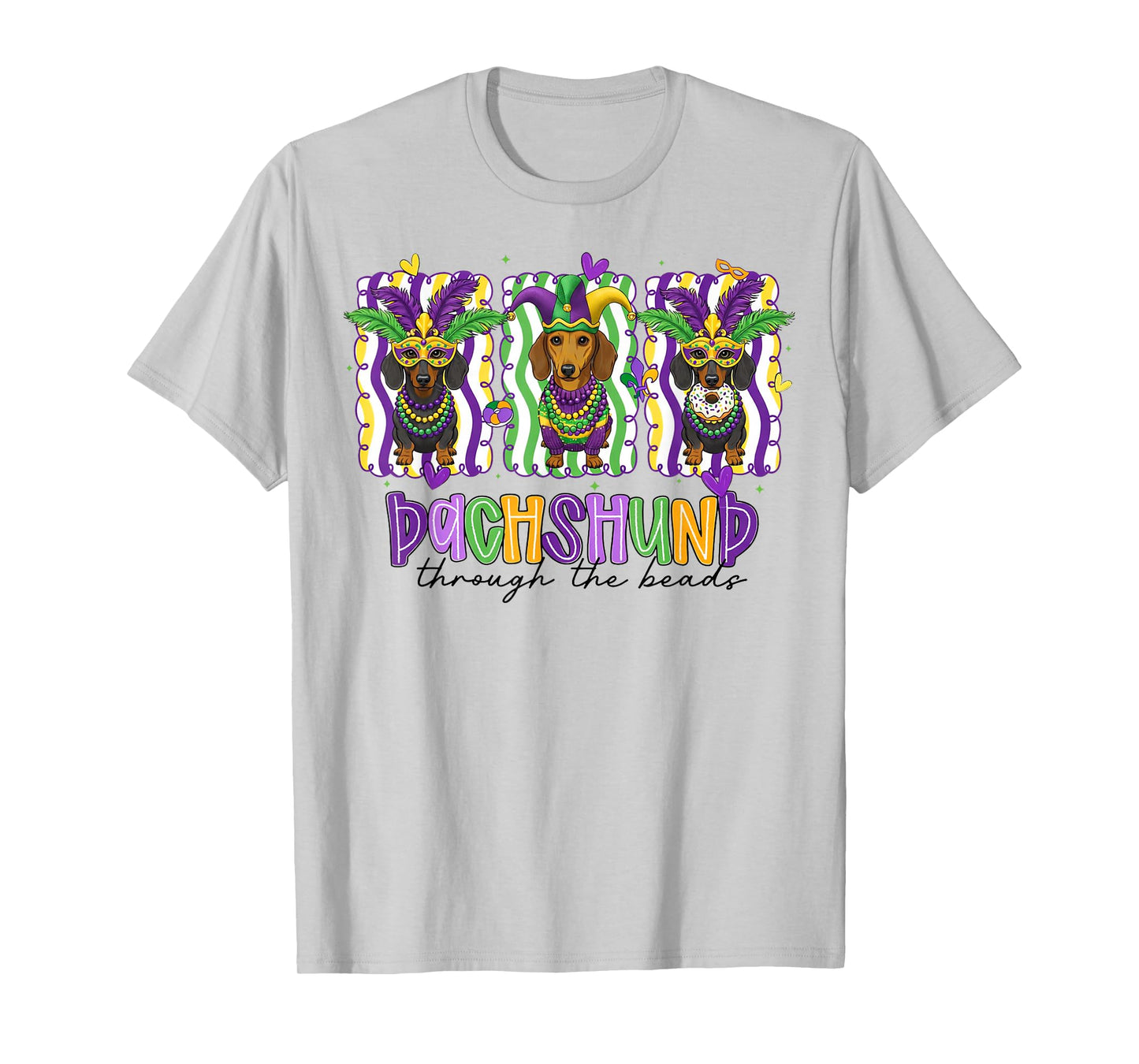 Mardi Gras Dachshund Dog Festival Lover Men Women Kids T-Shirt