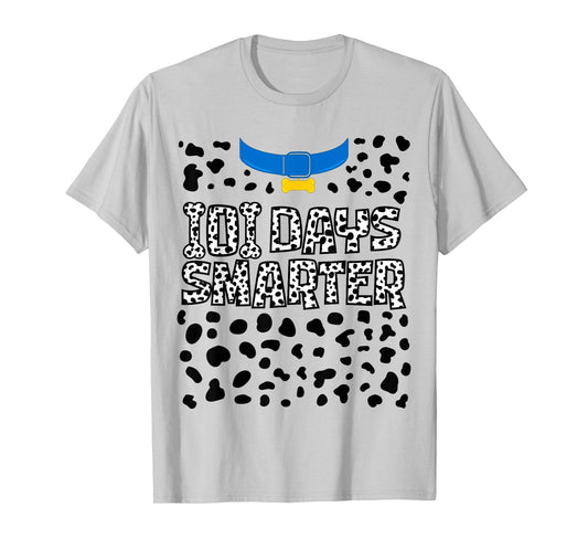 100 Days Smarter 100th of School Dalmatian Dog Teacher Kids T-Shirt