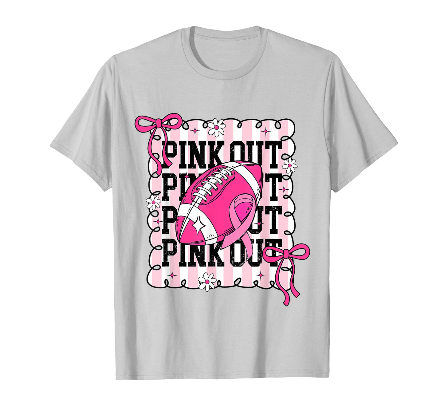 Pink Out Football Breast Cancer Awareness Coquette Women T-Shirt