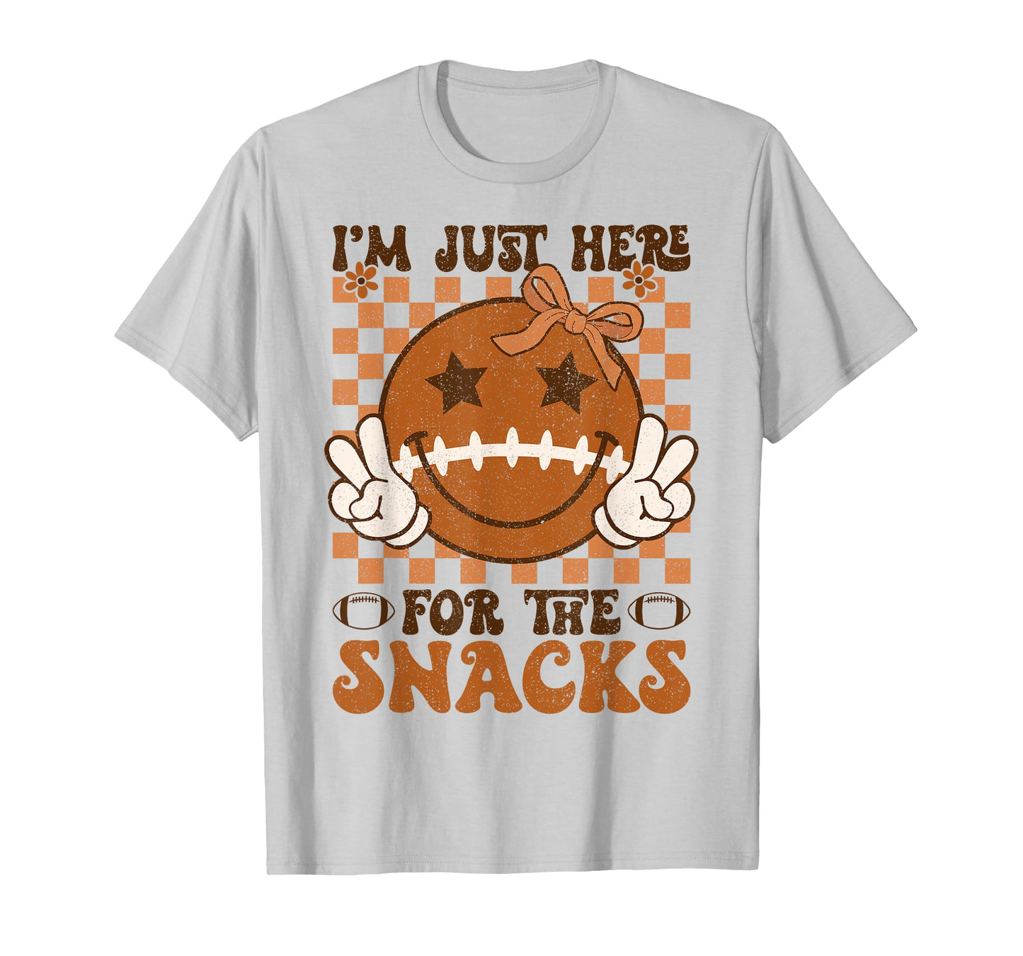 I'm Just Here for The Snacks Football Retro Game Day Girls T-Shirt