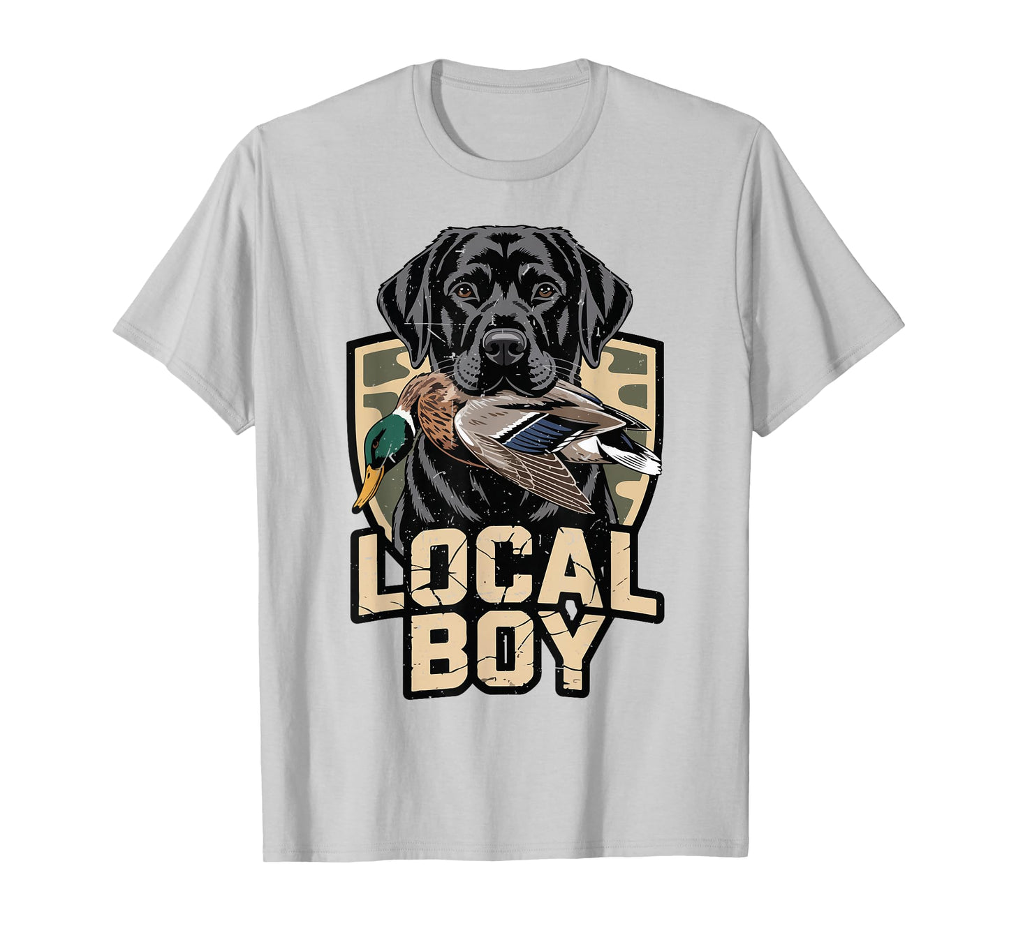 Local Boy Camo Duck Hunting Black Lab Dog Youth Boy Toddler T-Shirt