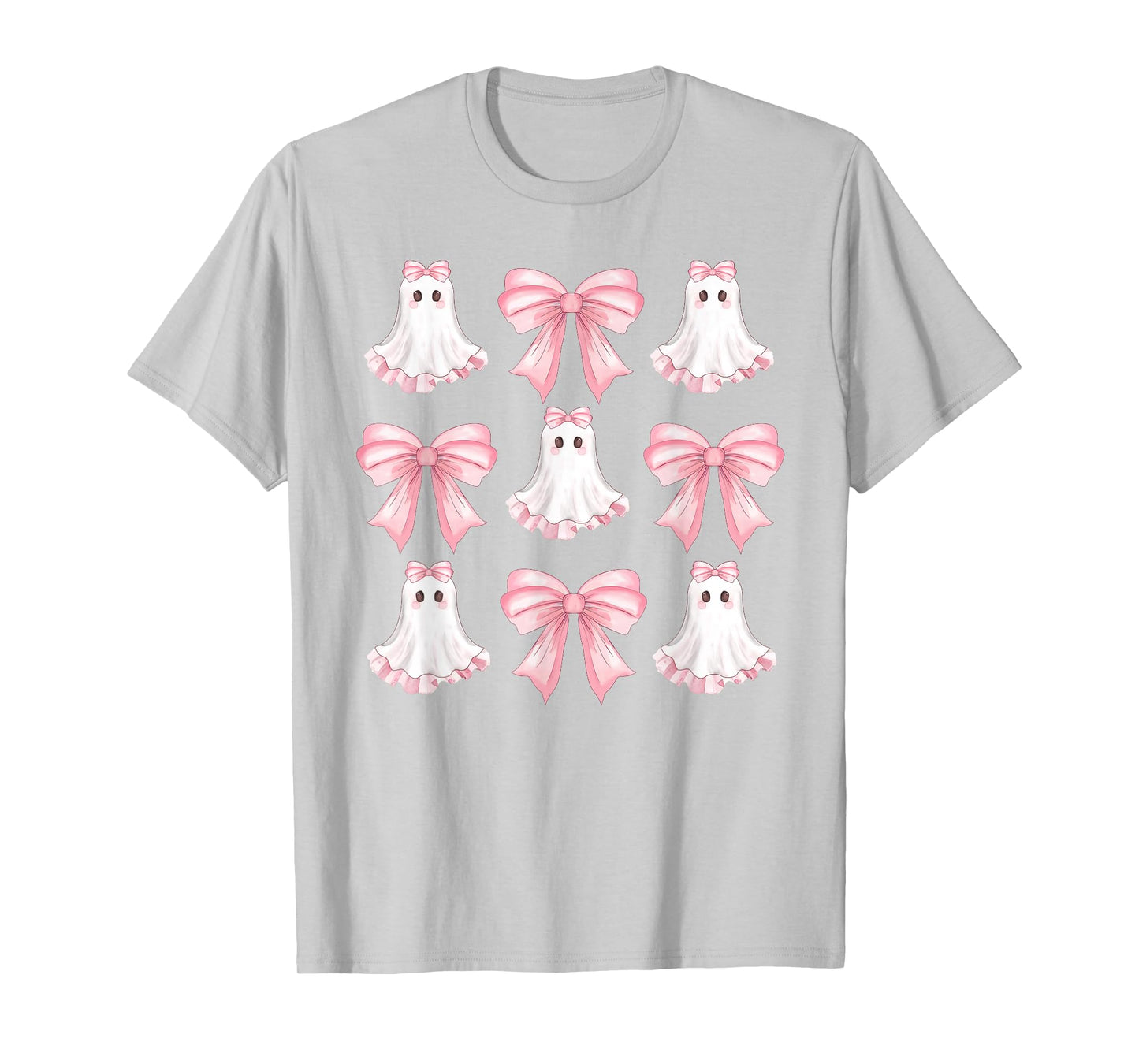 Pink Coquette Bow Ghost Halloween Girls Teens Kids Women T-Shirt