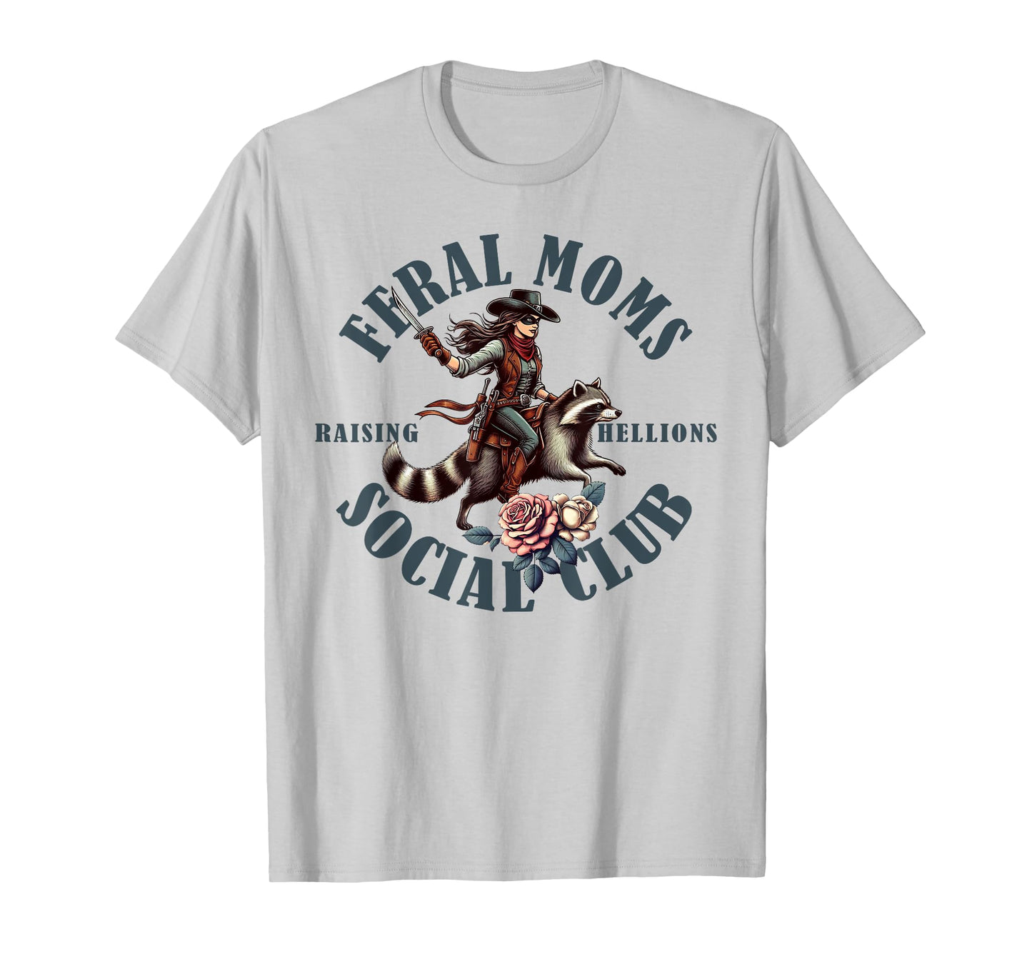 Raccoon Feral Moms Social Club Trendy Mom Mama Mothers Day T-Shirt