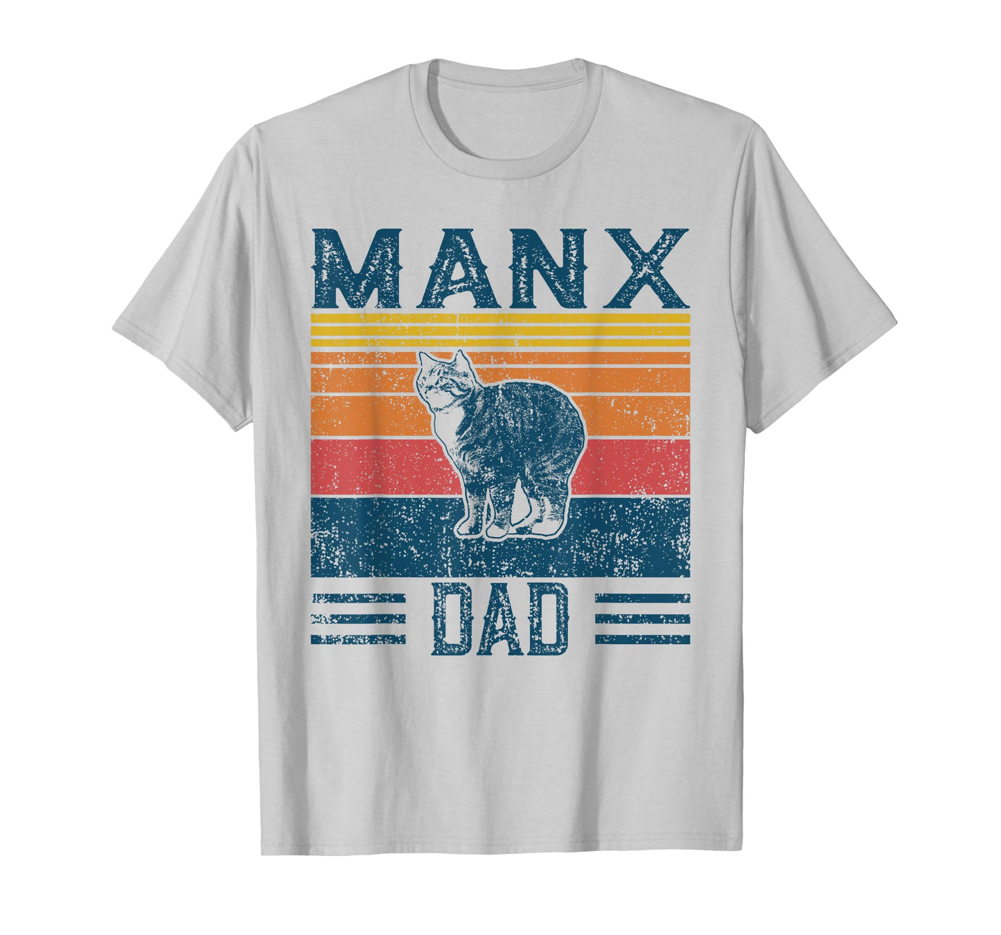 Best Cat Dad Men - Vintage Manx Cat T-Shirt