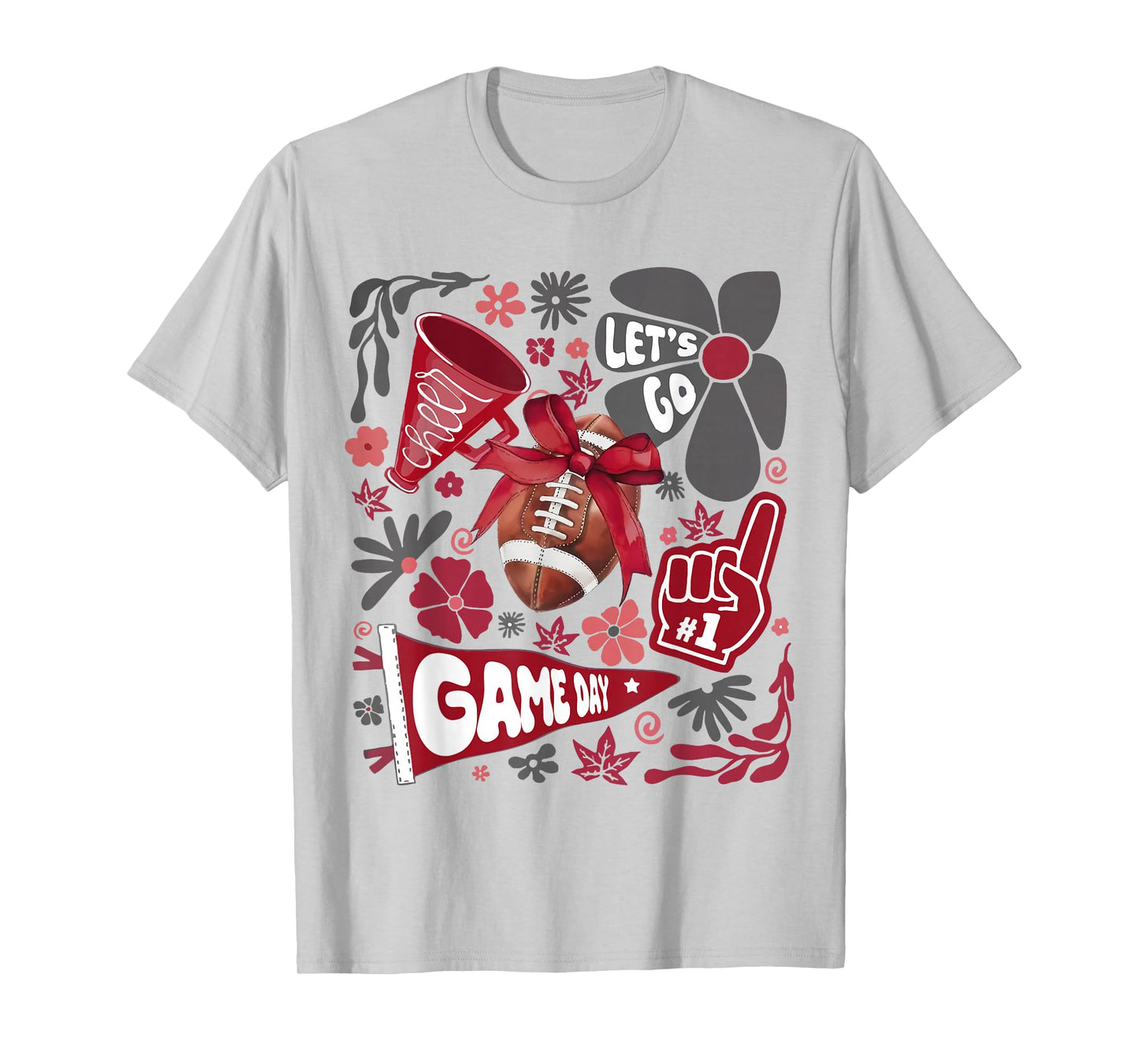 Red Black Cheerleader Game Day Football Cheer Mom Mama T-Shirt