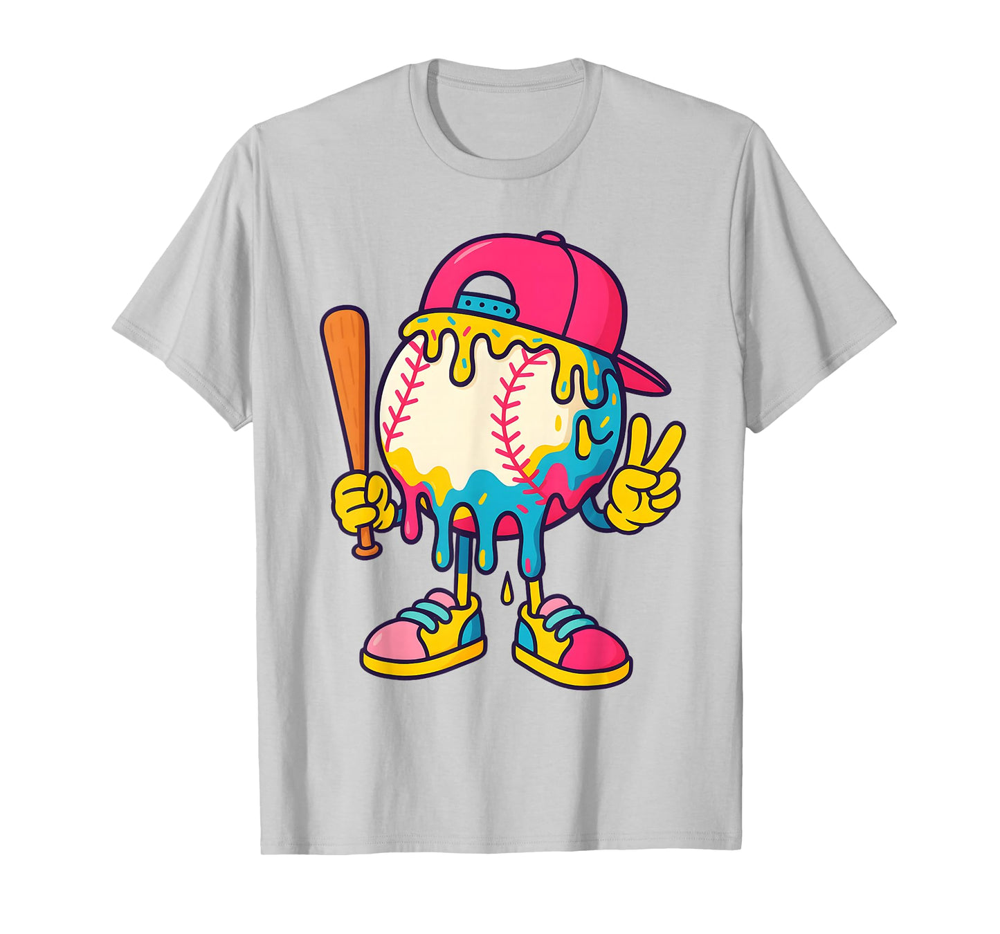 Baseball Ice Cream Drip Youth Back To school Baseball Stuff T-Shirt