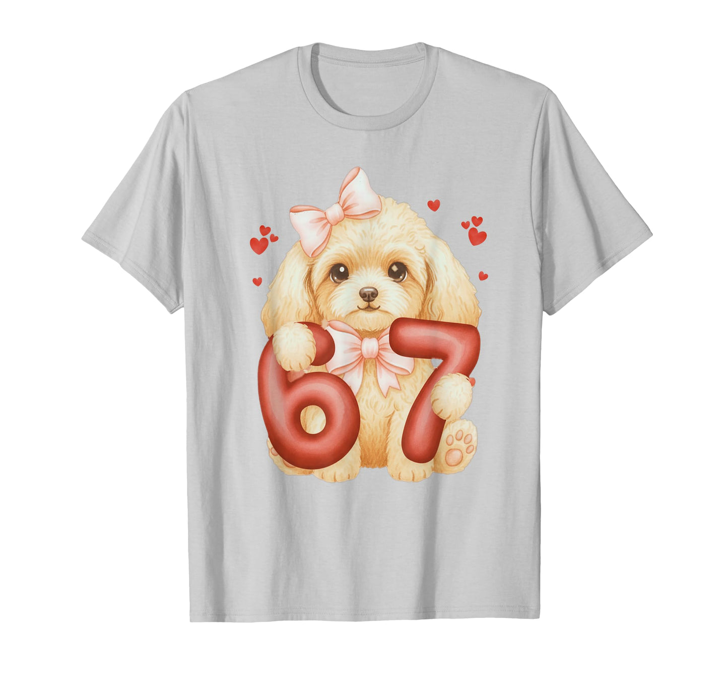 Cute Coquette Poddle Dog 67 Meme Six Seven Love Girl Women T-Shirt