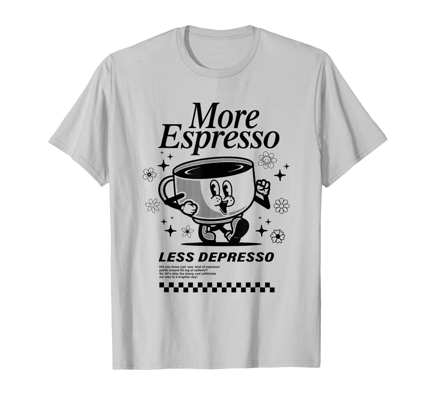 Groovy Vintage More Espresso Less Depresso Funny Coffee T-Shirt