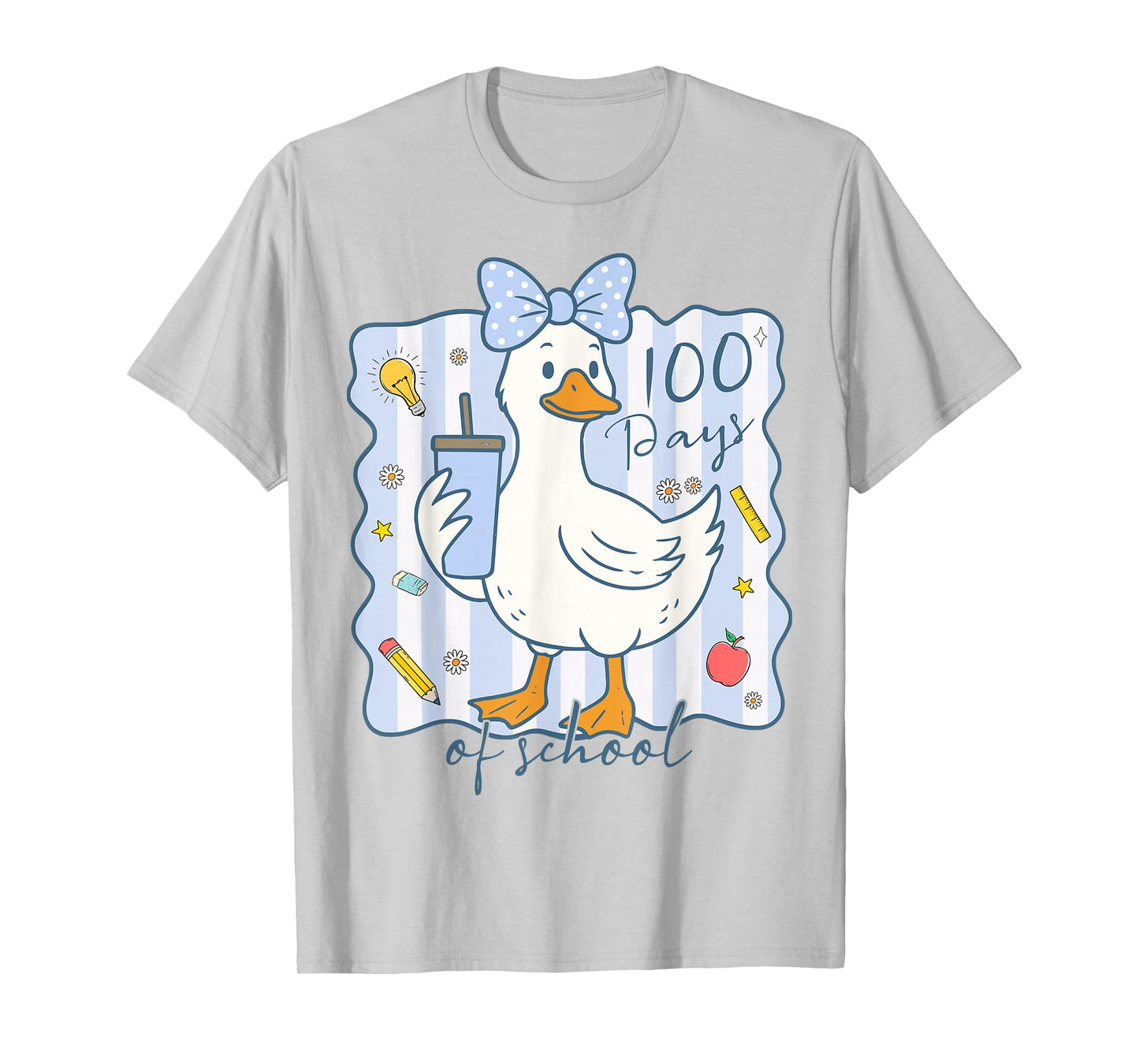 100 Days of School Goose 100th Day of School Boys Girls Kids T-Shirt