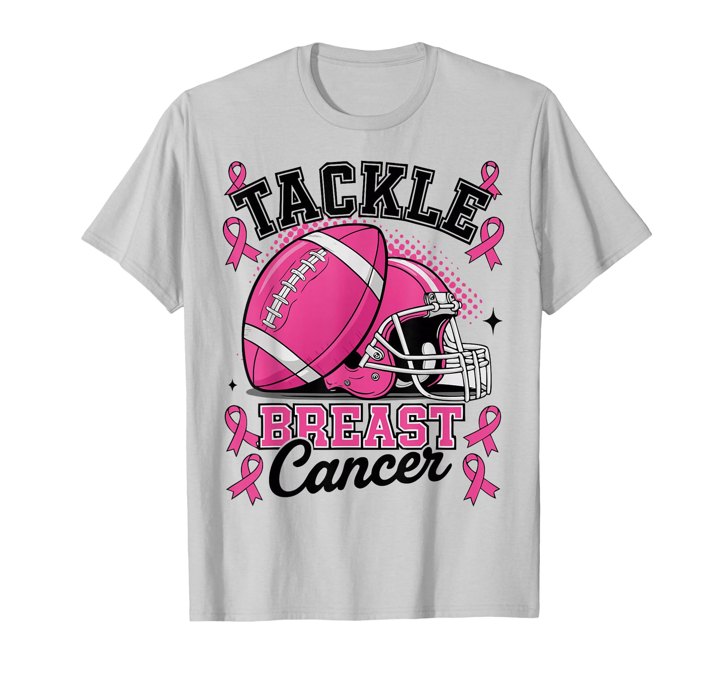 Tackle Breast Cancer Awareness Pink Ribbon Football T-Shirt