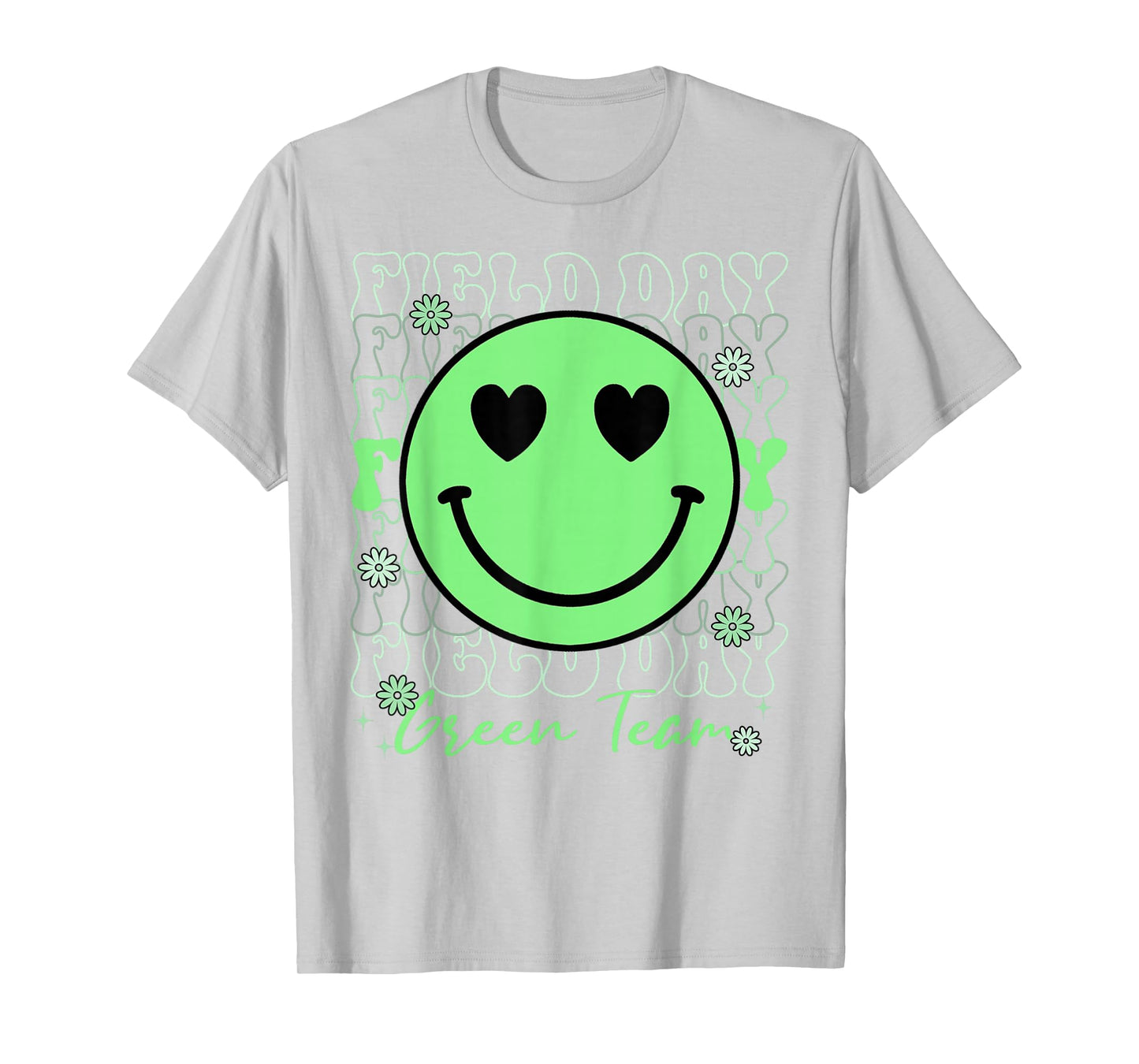 Field Day Green Team Smile Face Field Day Games Kids Teacher T-Shirt