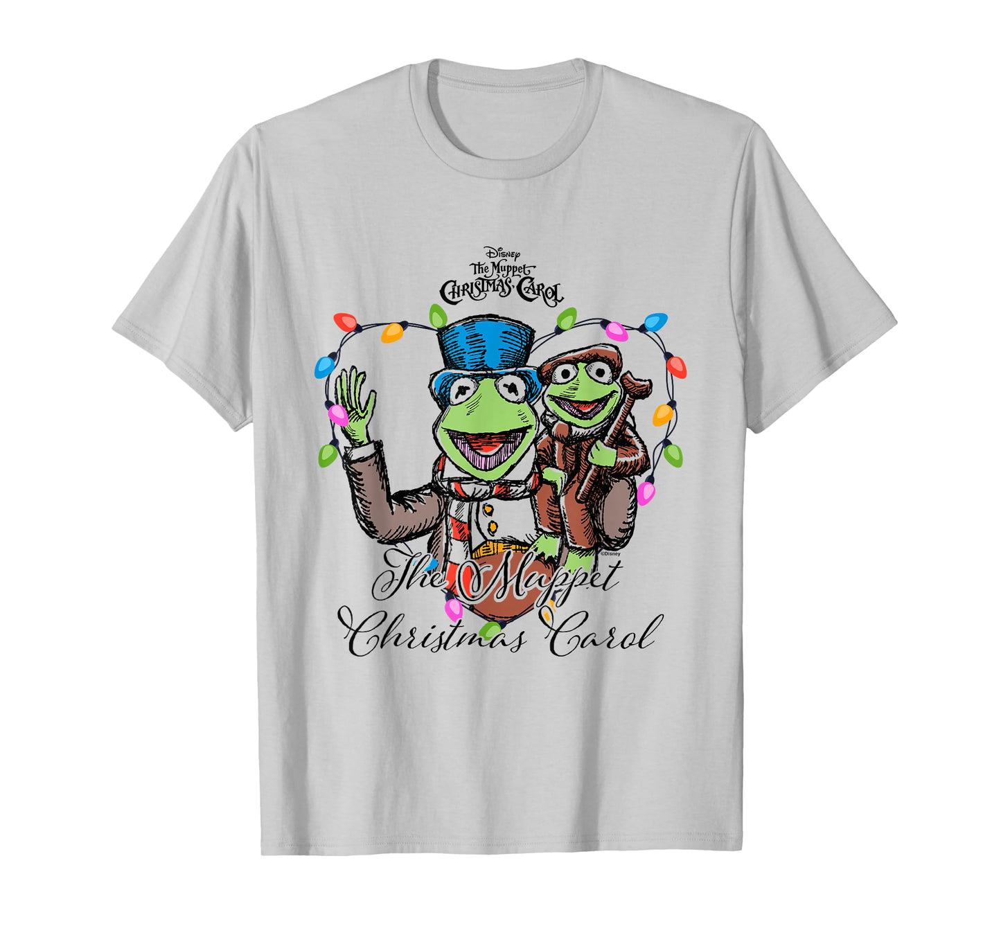 Disney The Muppet Christmas Carol Kermit Tiny Tim Colorful T-Shirt