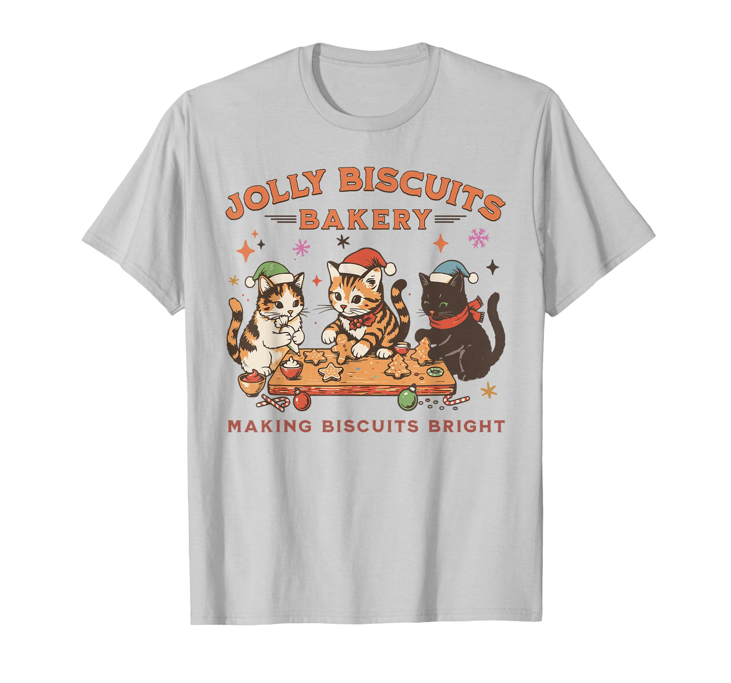 Jolly Biscuits Bakery Vintage Family Christmas Baking Crew T-Shirt