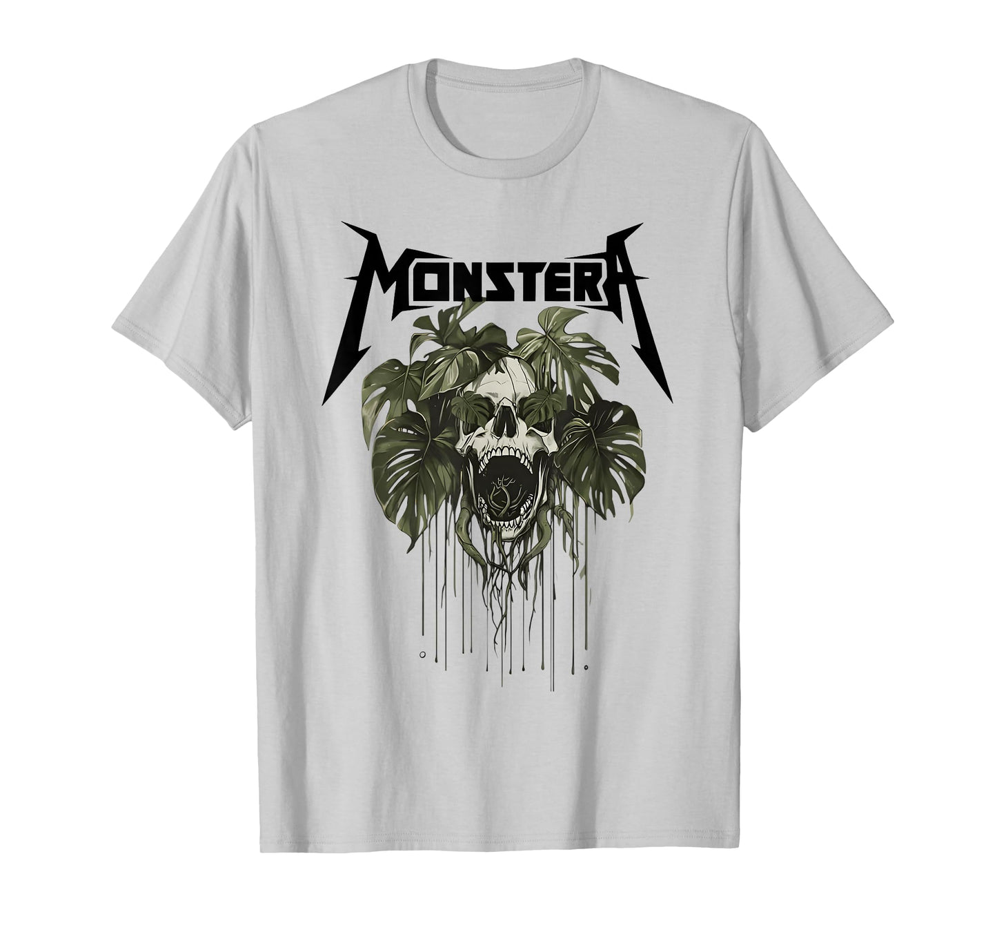 Monstera Funny Skull Plant Lover Grunge Gardener Women Men T-Shirt