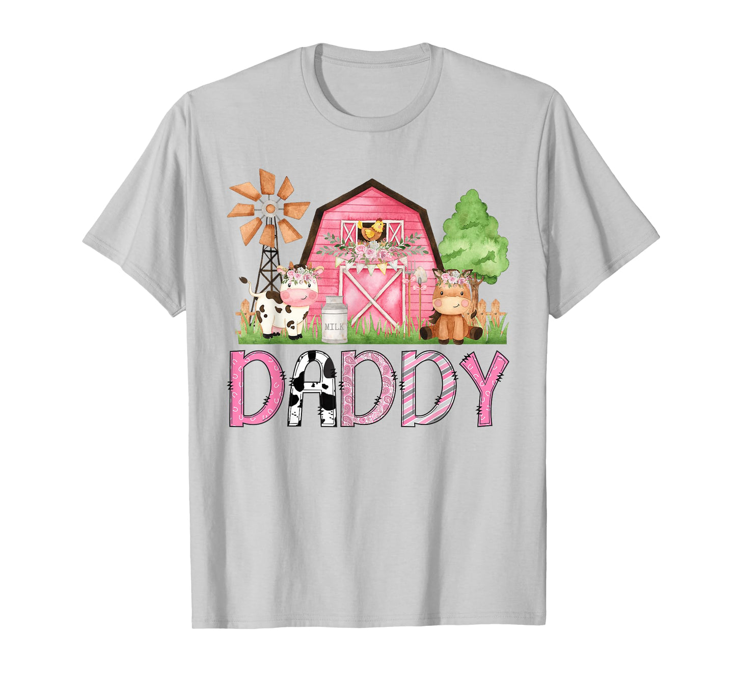 Daddy Pink Farm Animal Birthday Kids Matching Family T-Shirt