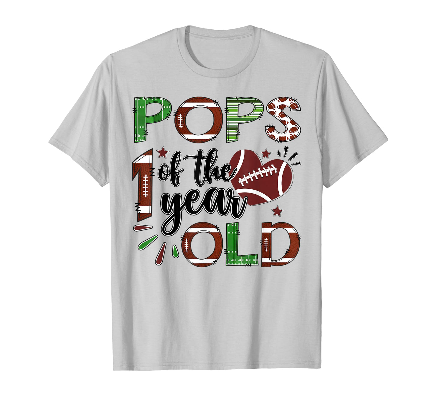 Pops of The 1 Year Old Football 1st Birthday Boy Matching T-Shirt