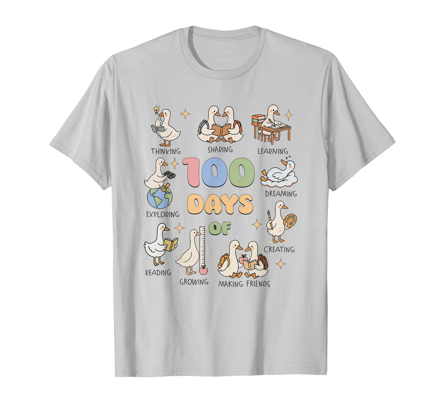100 Days of School Girls Teacher 100th Day Silly Goose T-Shirt