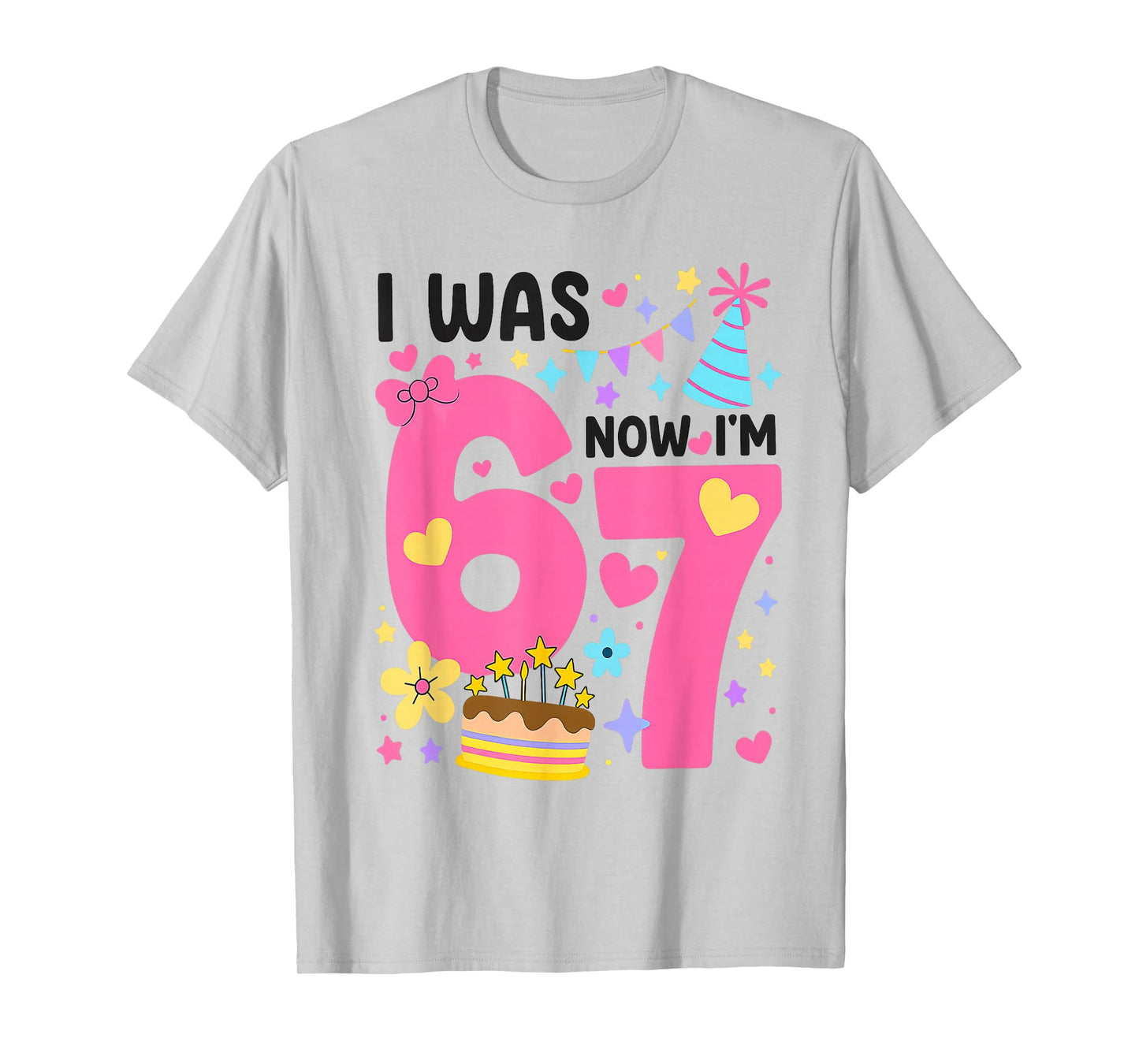 I was 6 Now I'm 7 Year Old Birthday 7th Kids Coquette Bow 67 T-Shirt